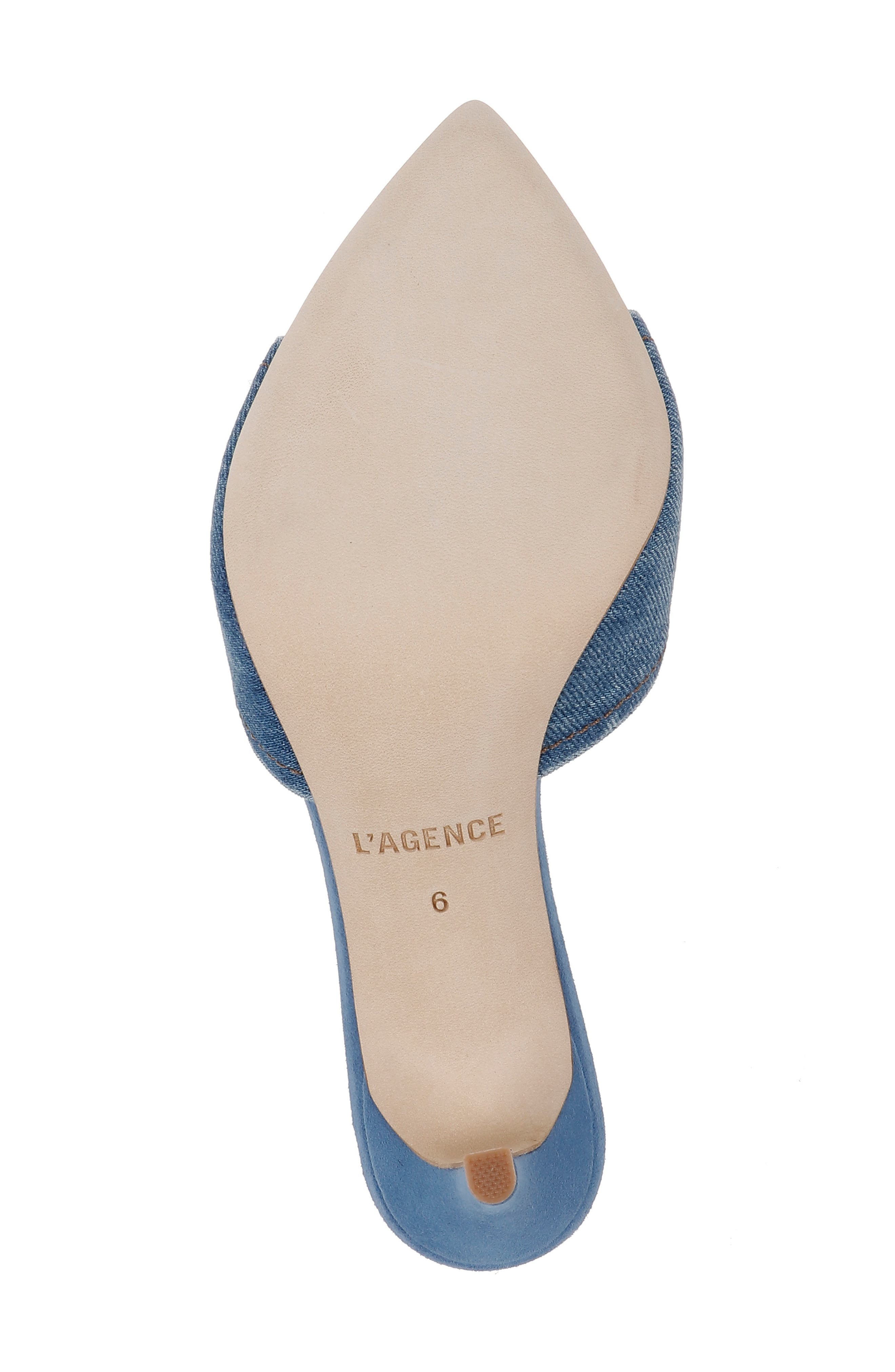 L'AGENCE Lolita Pointed Toe Sandal in Blue Denim at Nordstrom - 6