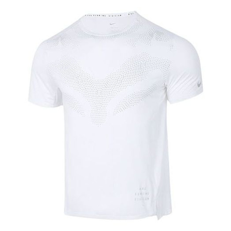 Nike Dri-fit Run Division Rise 365 Solid Color Round Neck Reflective Short Sleeve White DD6046-100 - 1
