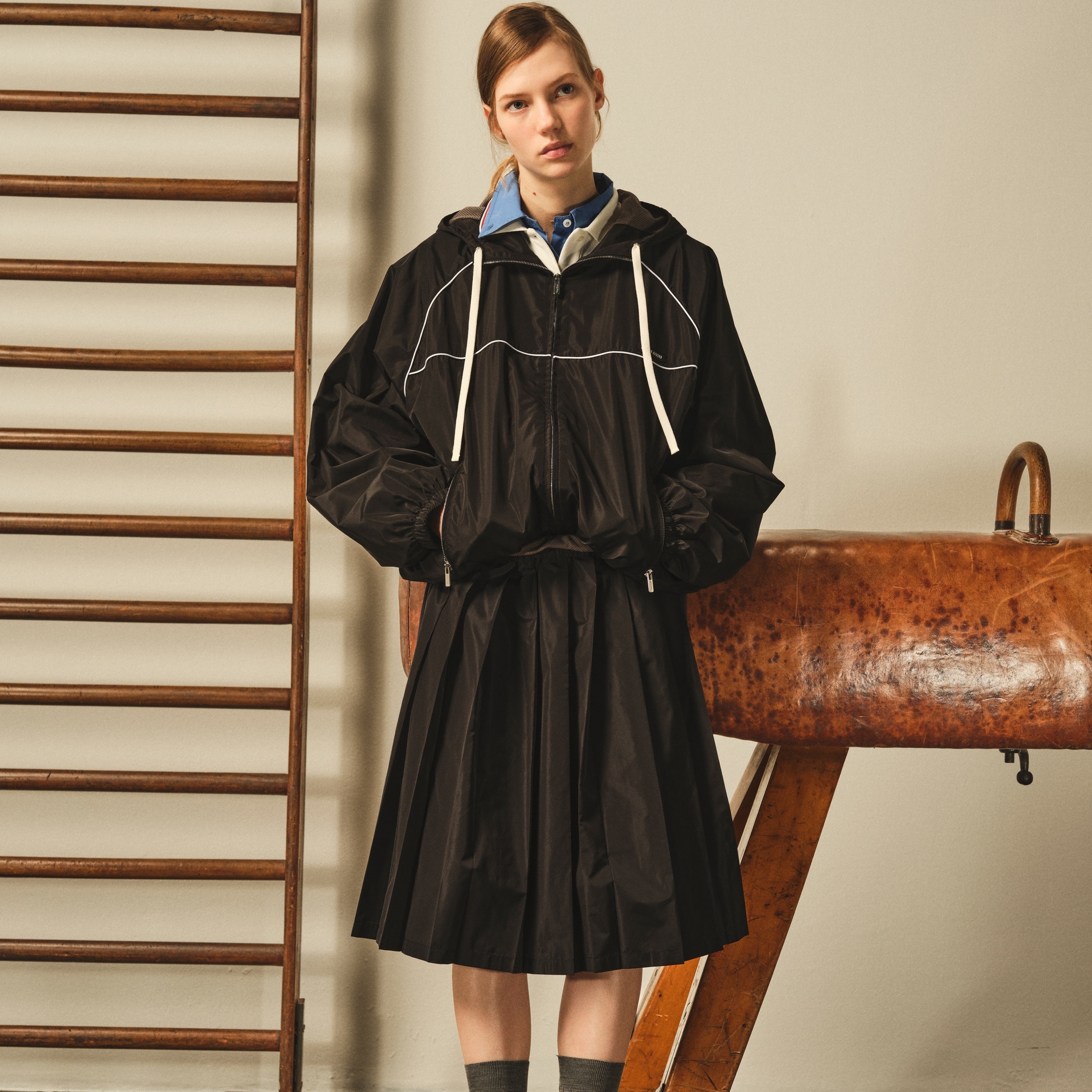 Technical silk zipper blouson jacket - 1