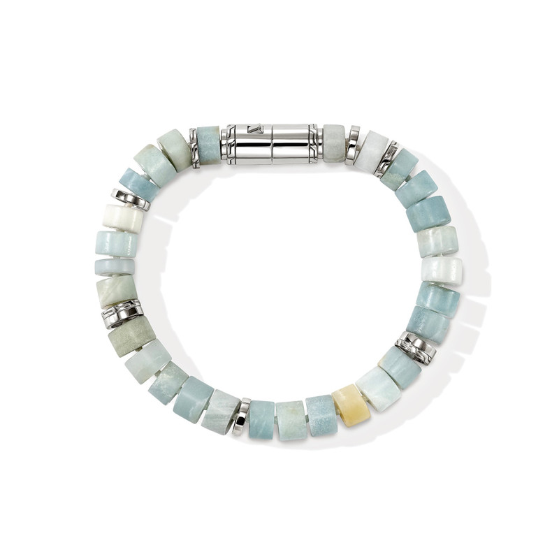 Ocean Heishi Bracelet, Sterling Silver, Multi Color Quartzite, 9MM 4