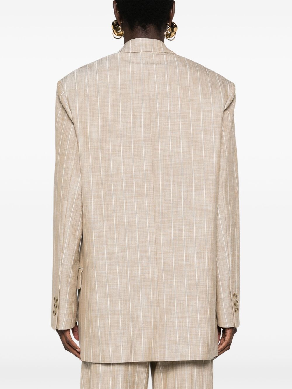 pinstriped double-breasted blazer - 4