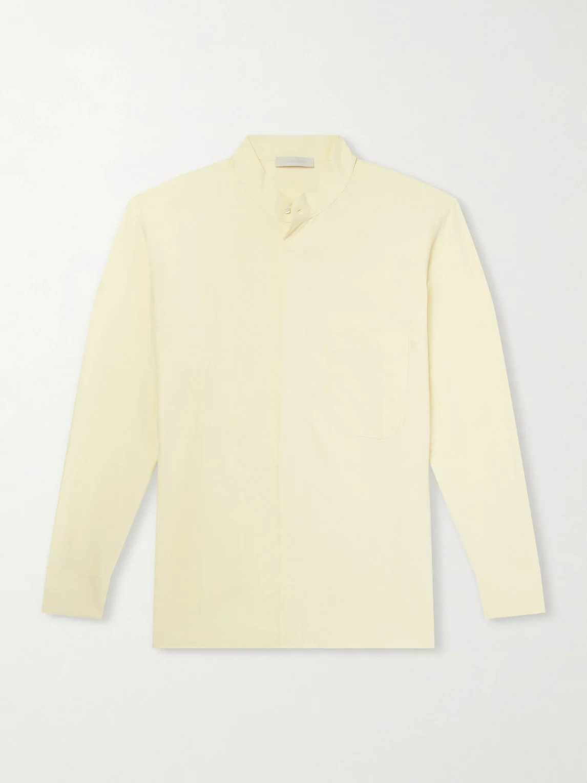 Grandad-Collar Silk Shirt - 1