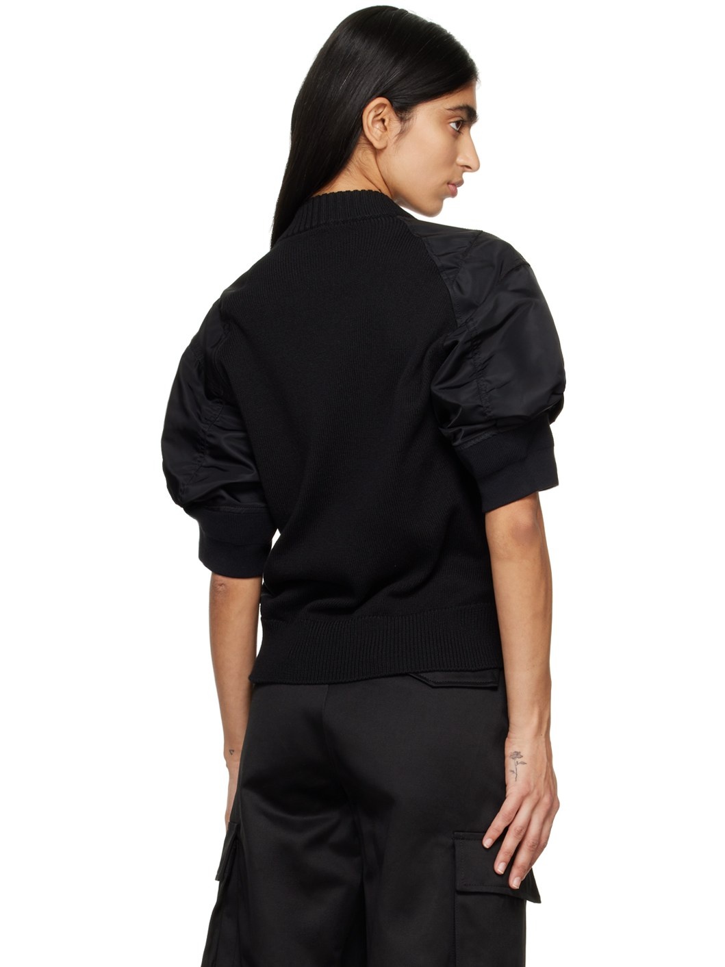 Black Paneled Sweater - 3