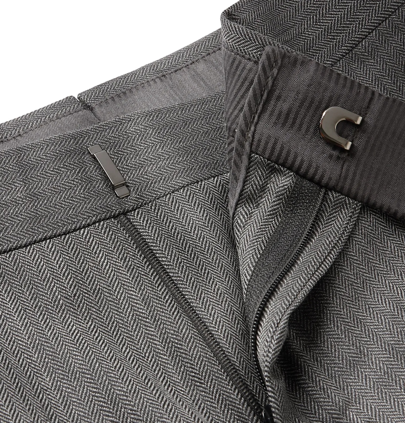 Slim-Fit Herringbone Wool and Silk-Blend Suit Trousers - 3