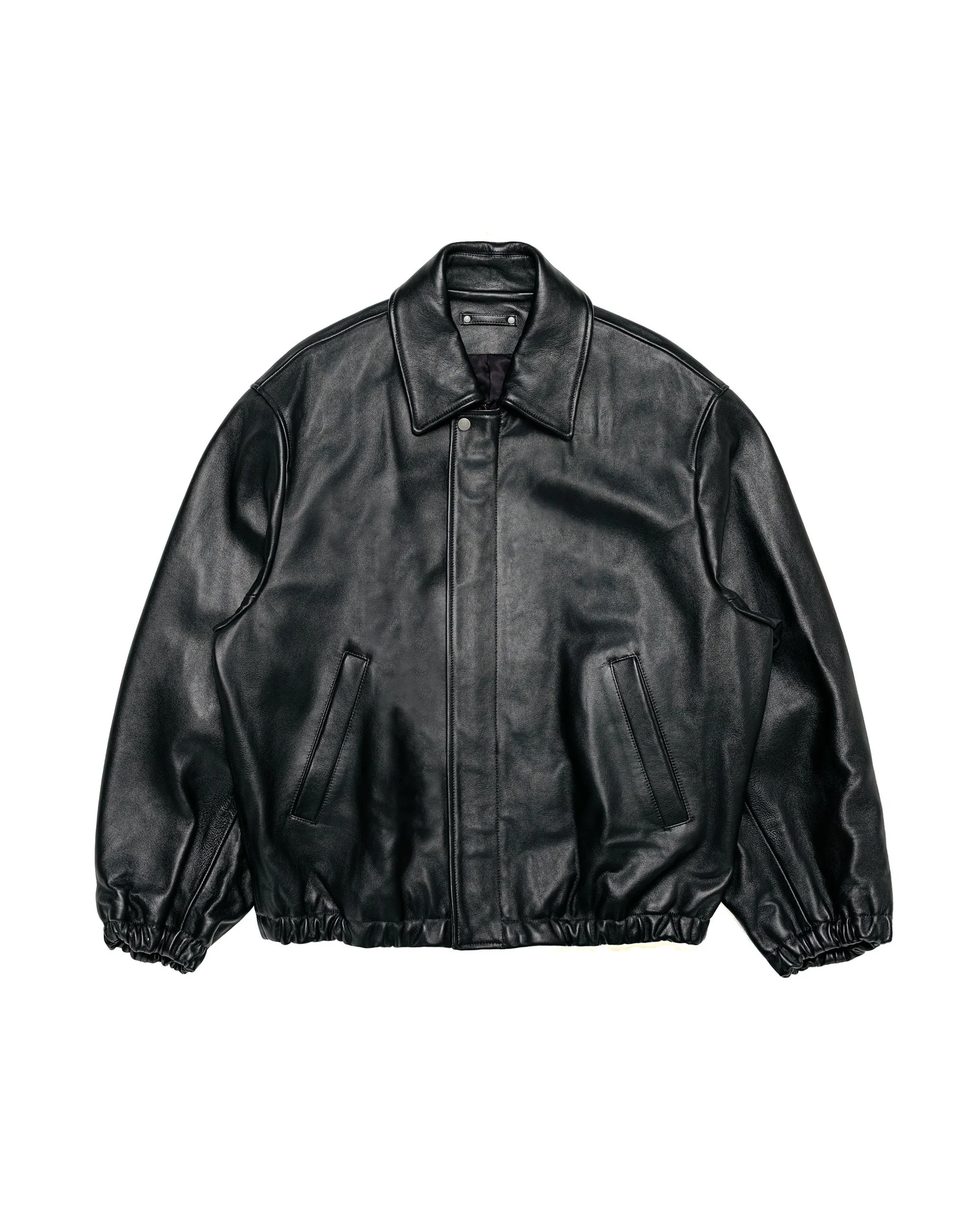 Sheep Leather Zip Short Jacket Black - 1