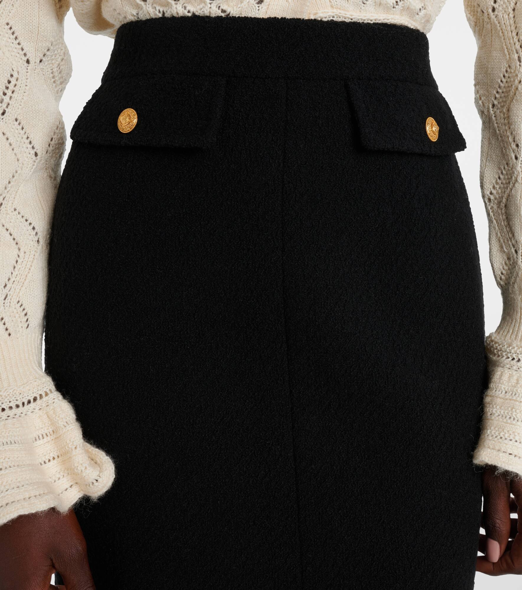 Wool-blend bouclé midi skirt - 4