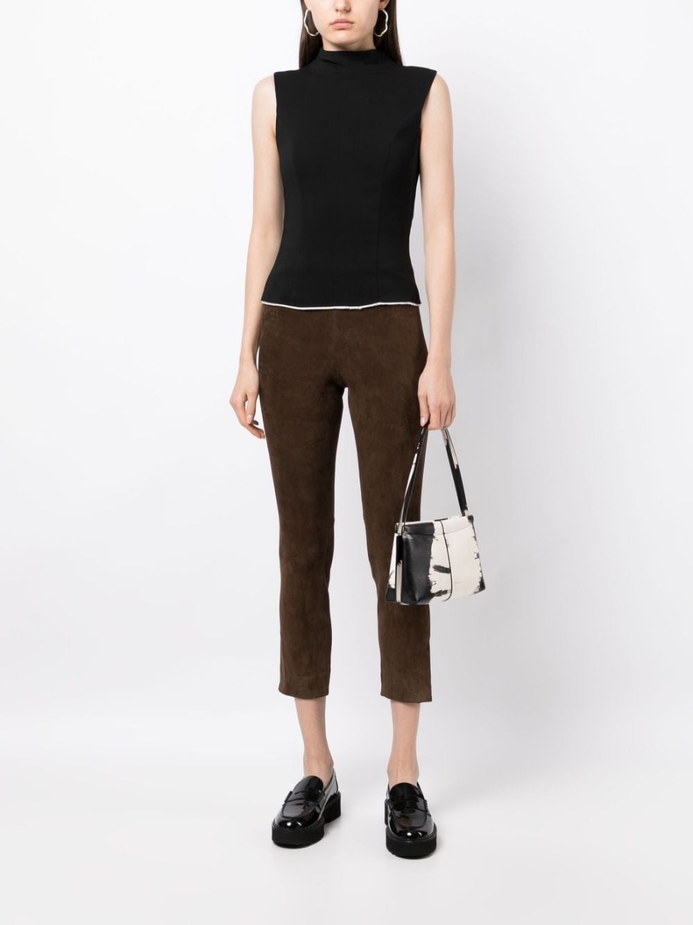 cropped suede trousers - 2