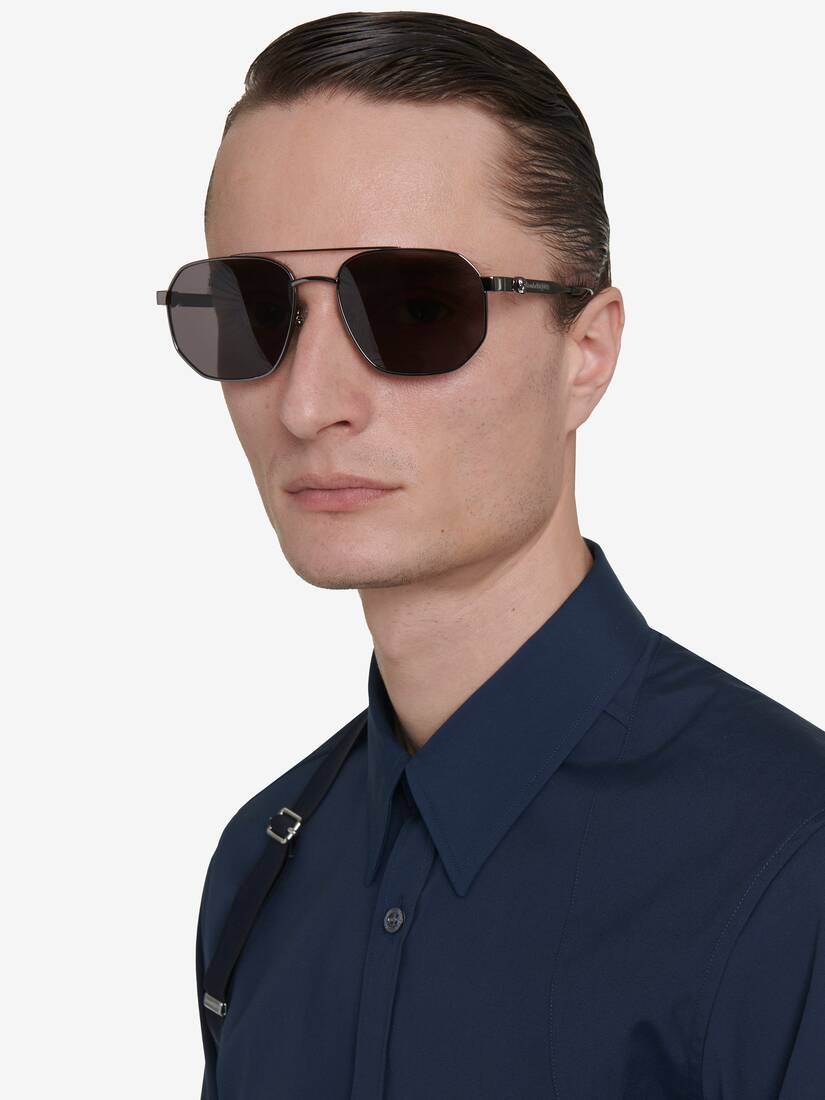 Men's Floating Skull Metal Caravan Sunglasses in Ruthenium - 2