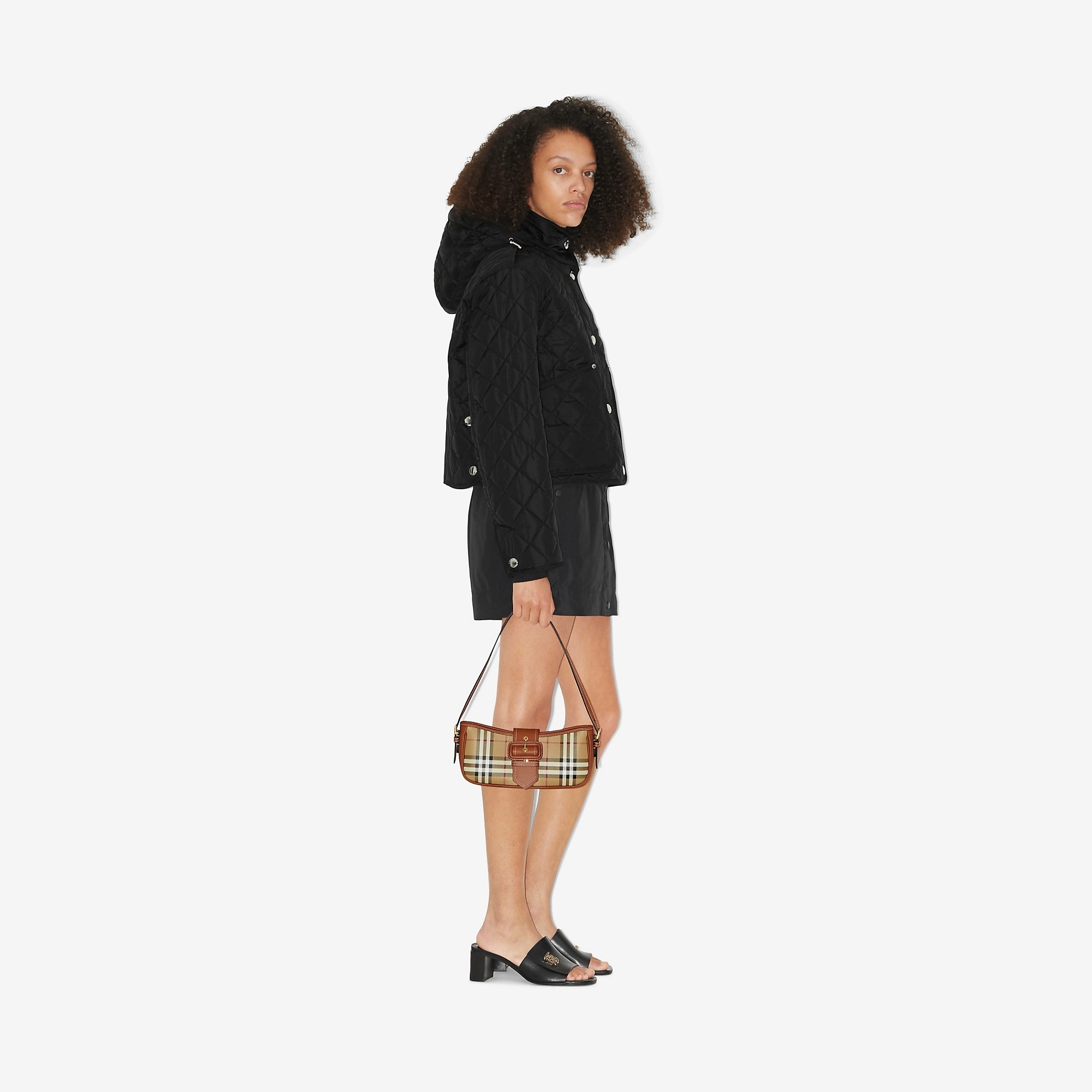 Burberry Diamond Quilted Nylon Cropped Jacket | REVERSIBLE