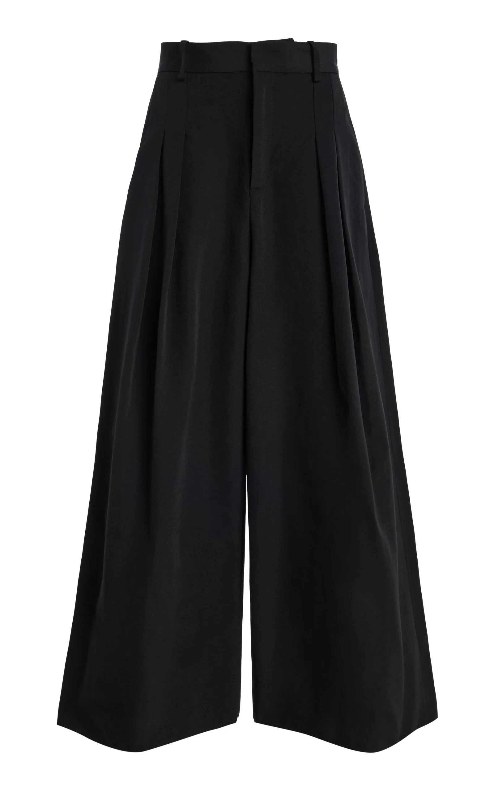Pleated Wide Leg Cotton Pants black - 1