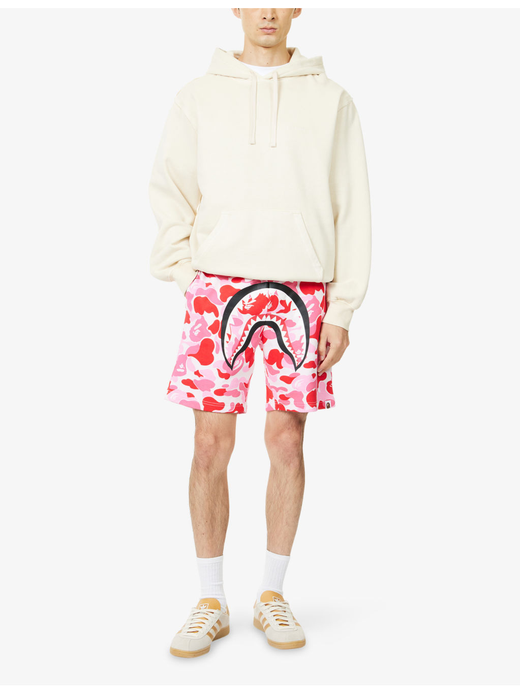 Camo Shark Printed Cotton Sweat Shorts - 2