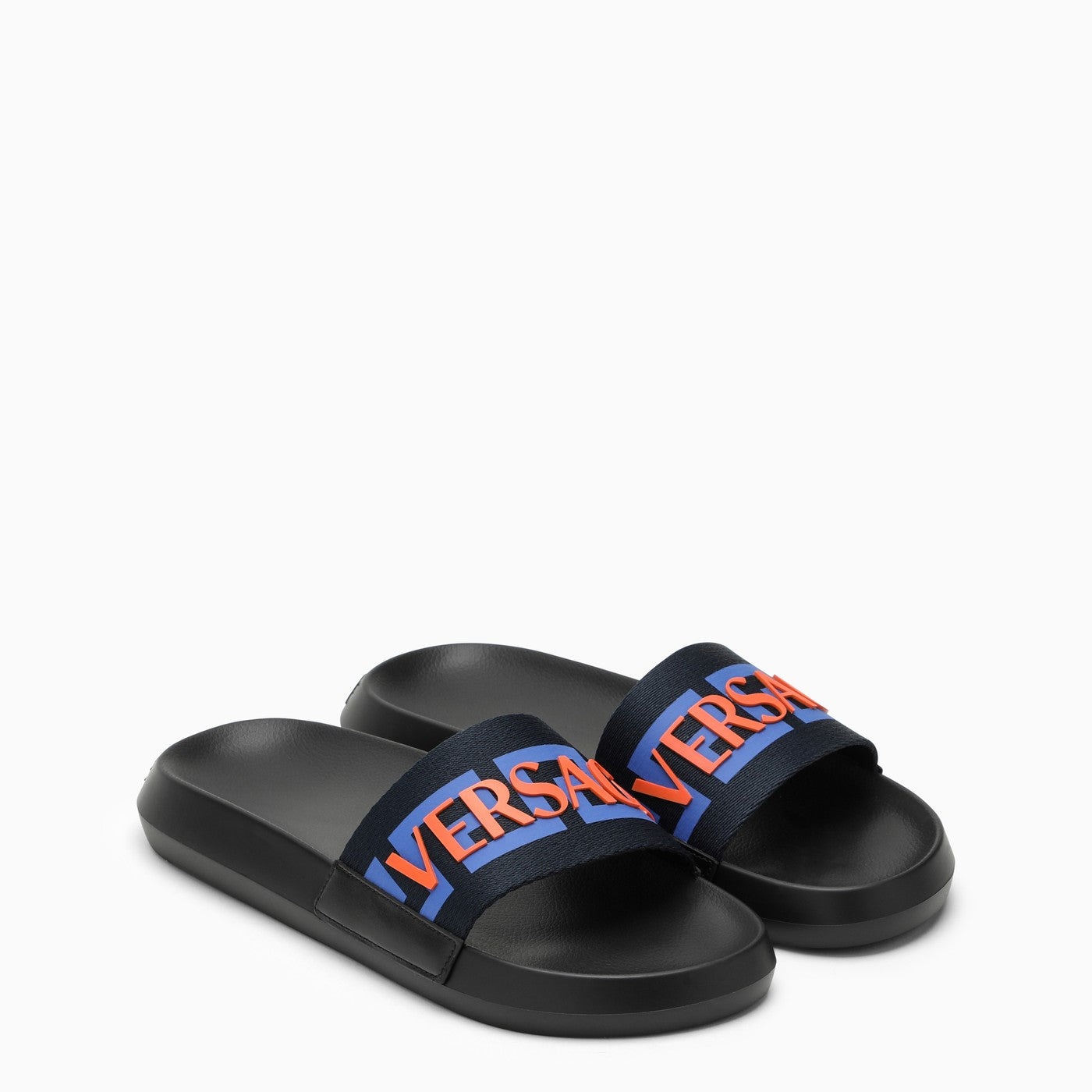 Versace Black Rubber Slide With Logo - 2