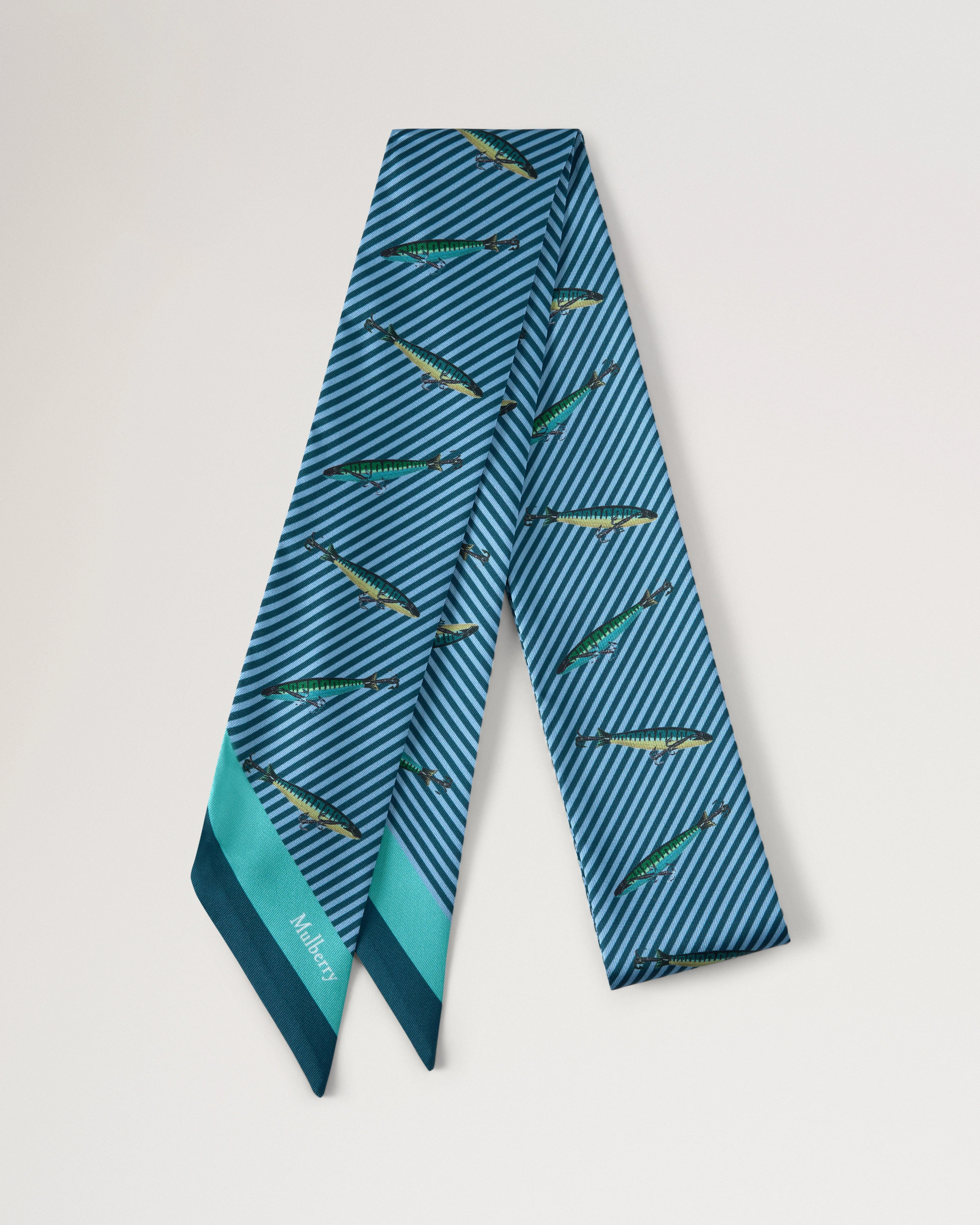 Skinny Scarf - Fishing Lure Marina Blue Recycled Polyester - 1
