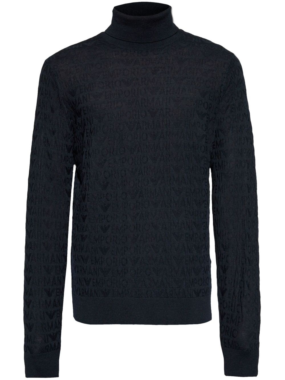 logo-jacquard turtleneck jumper - 1