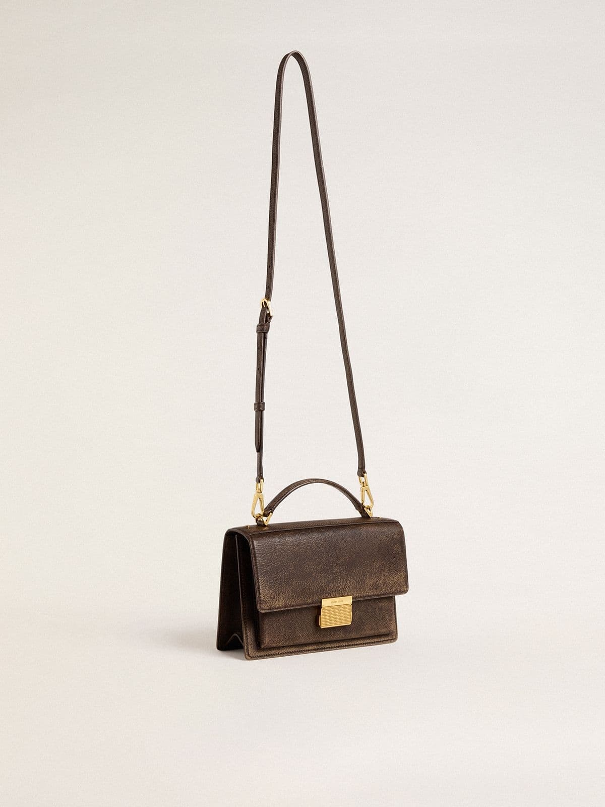 Venezia Bag in vintage dark brown embossed leather with gold details - 2