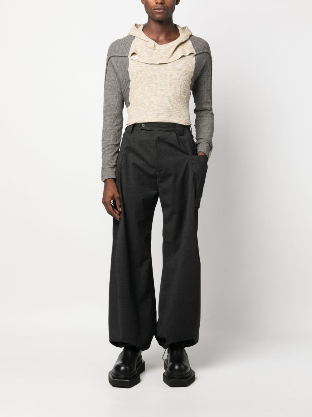 waffle-effect detachable-hood sweatshirt - 2