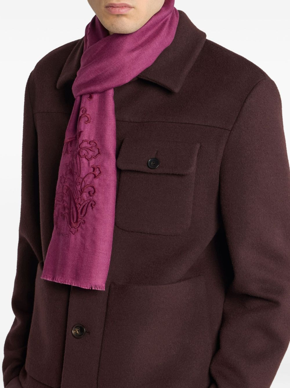 paisley-embroidered scarf - 3