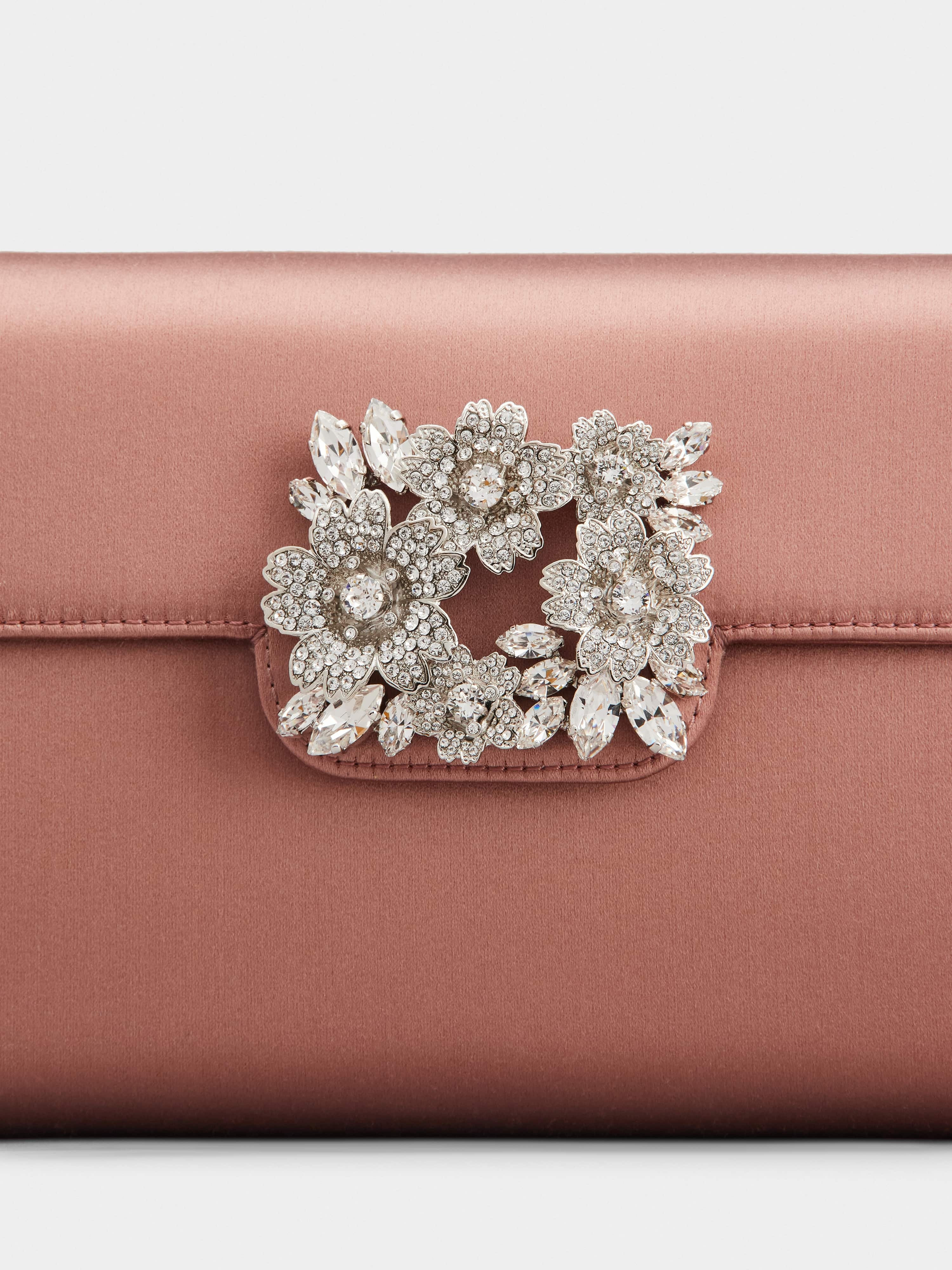 RV Bouquet Strass Buckle Mini Clutch Bag in Satin - 7