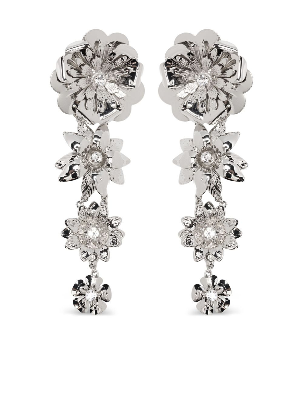 flower-embellished drop earrings - 1