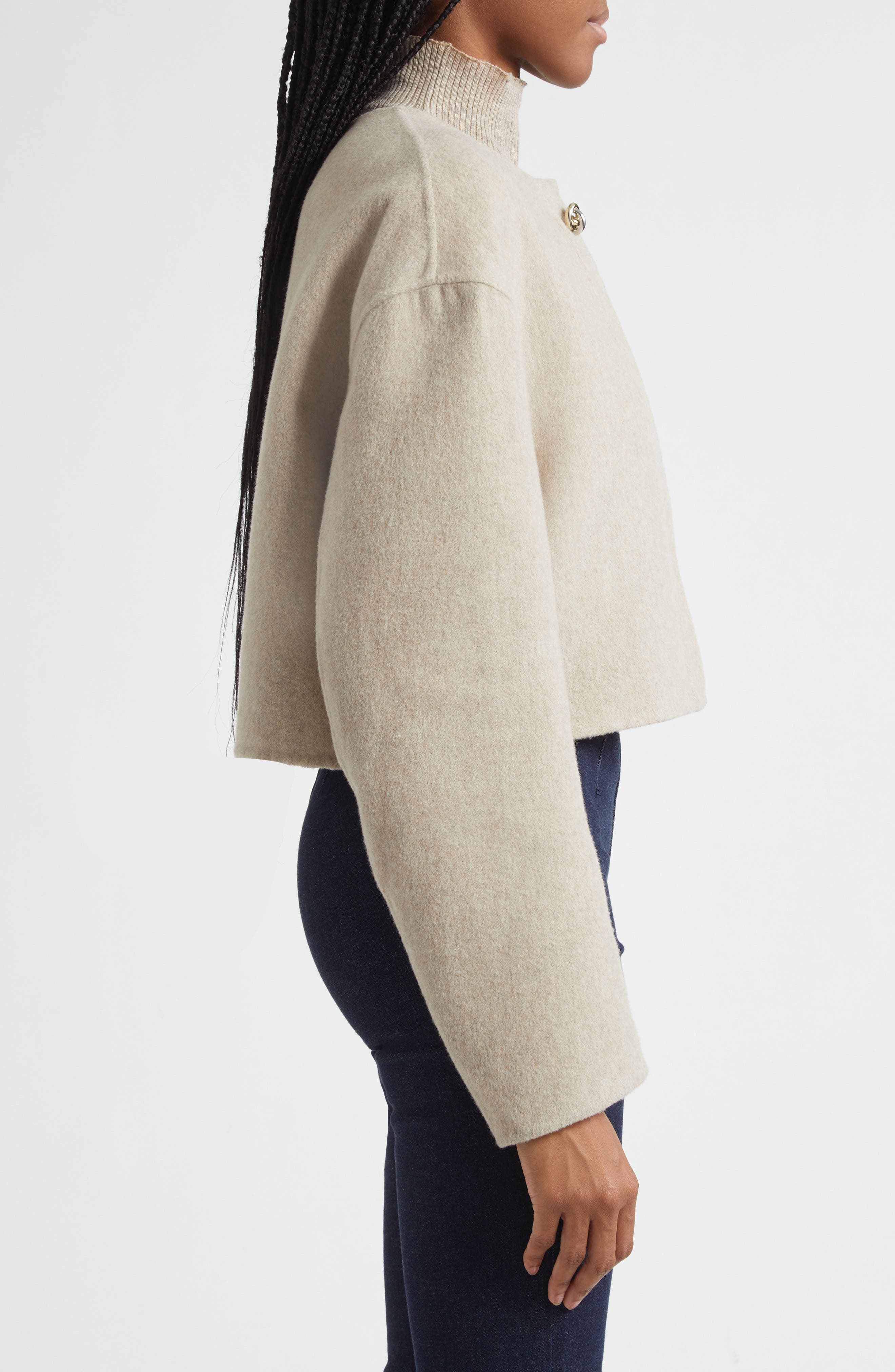 Veronica Beard Philips Crop Wool Blend Jacket in Oatmeal Melange at Nordstrom - 4