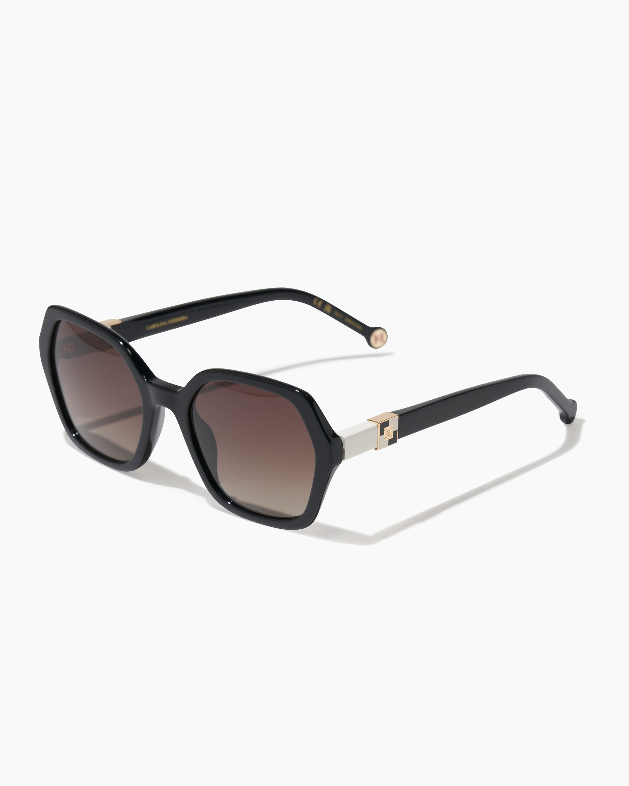 Hexagonal Frame Sunglasses with Checkerboard Detail - 2