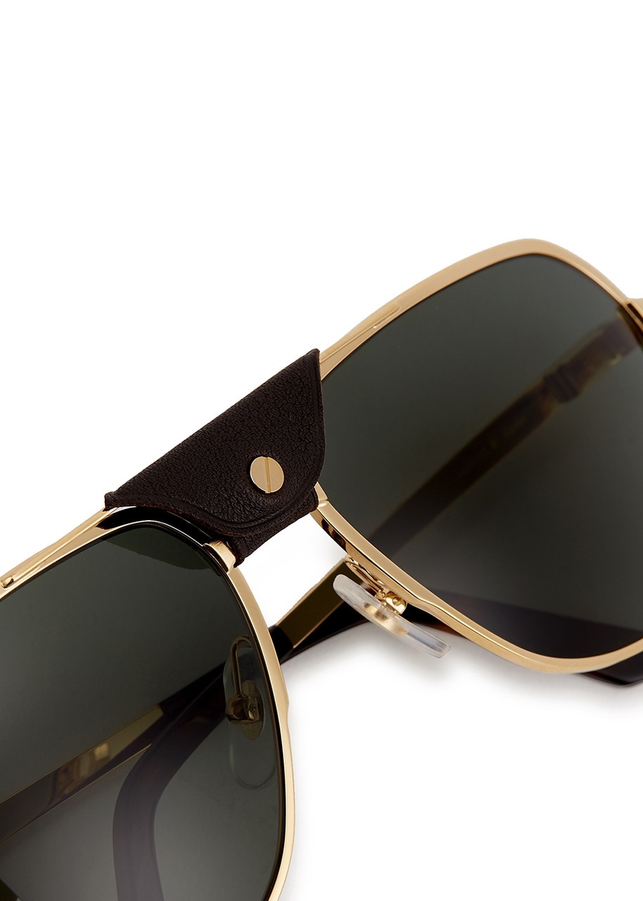 Cartier Santos De Cartier Gold-tone Aviator-style Sunglasses - 3