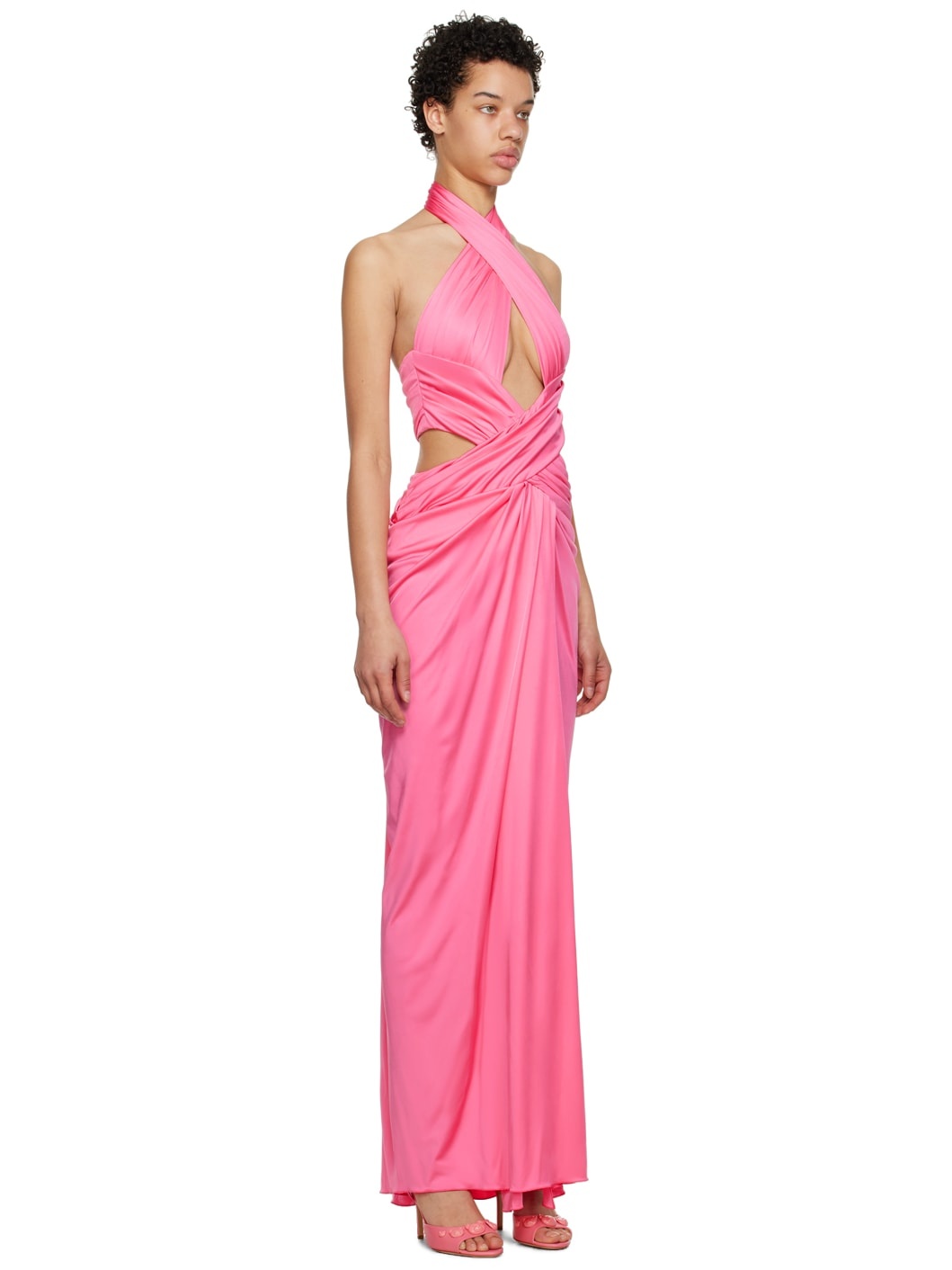 Pink Draped Maxi Dress - 2
