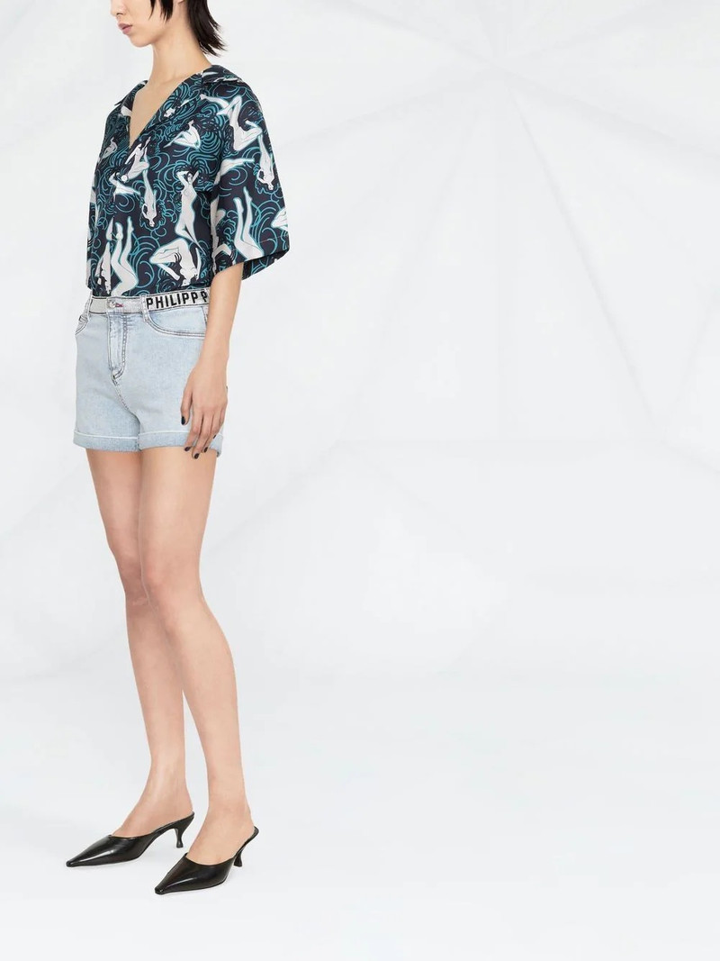 logo-embellished denim shorts 3
