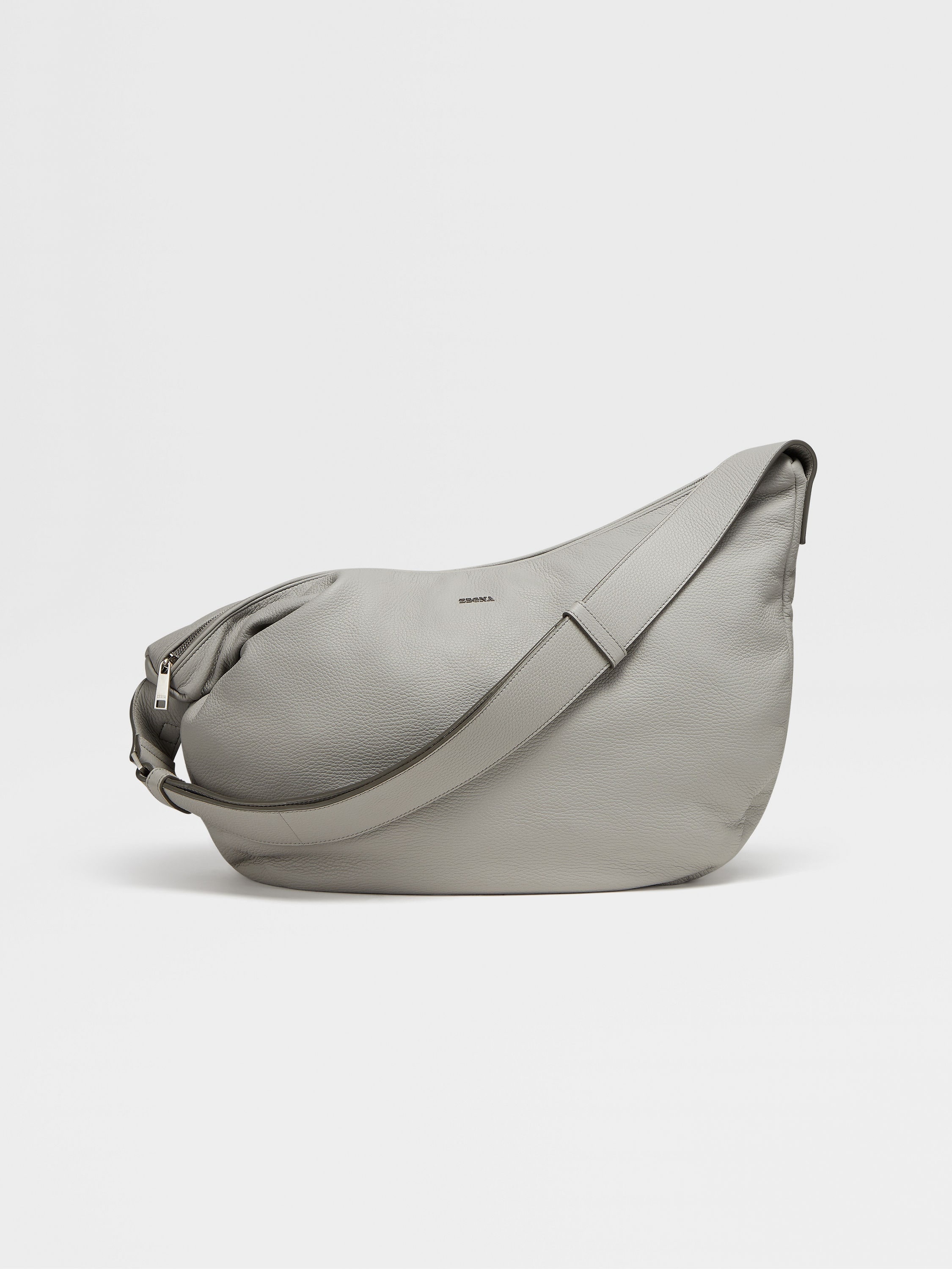 GREY MÉLANGE DEERSKIN PANORAMA HOBO BAG - 1