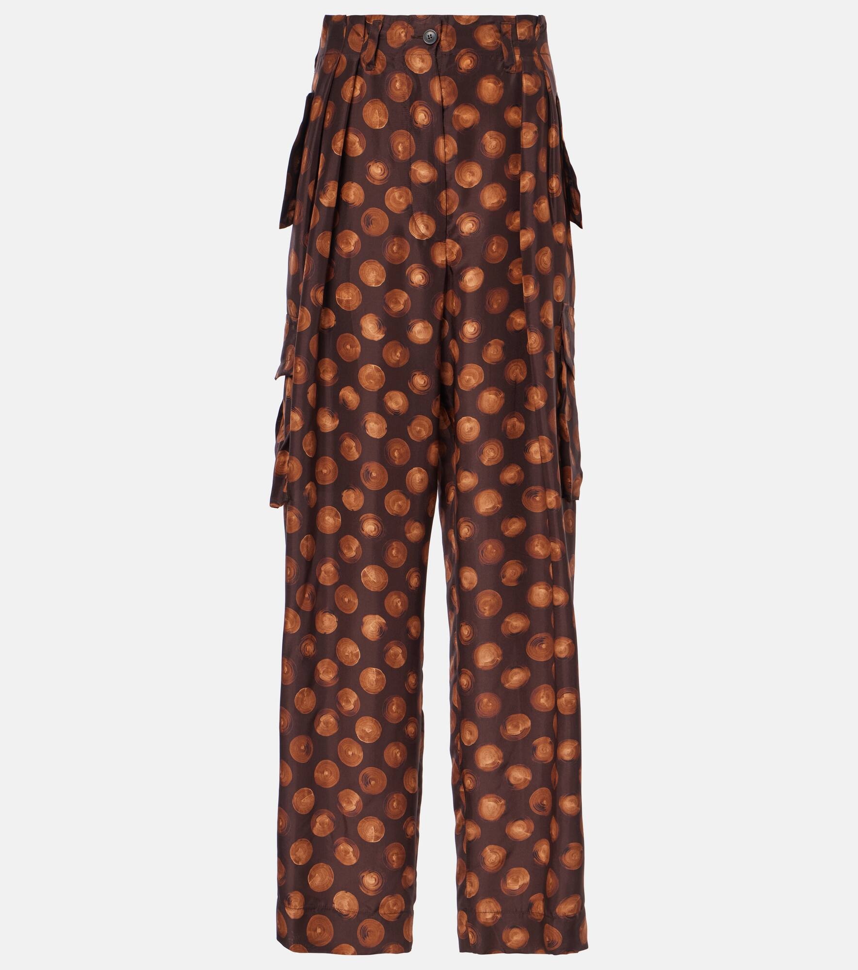 Printed silk cargo pants - 1