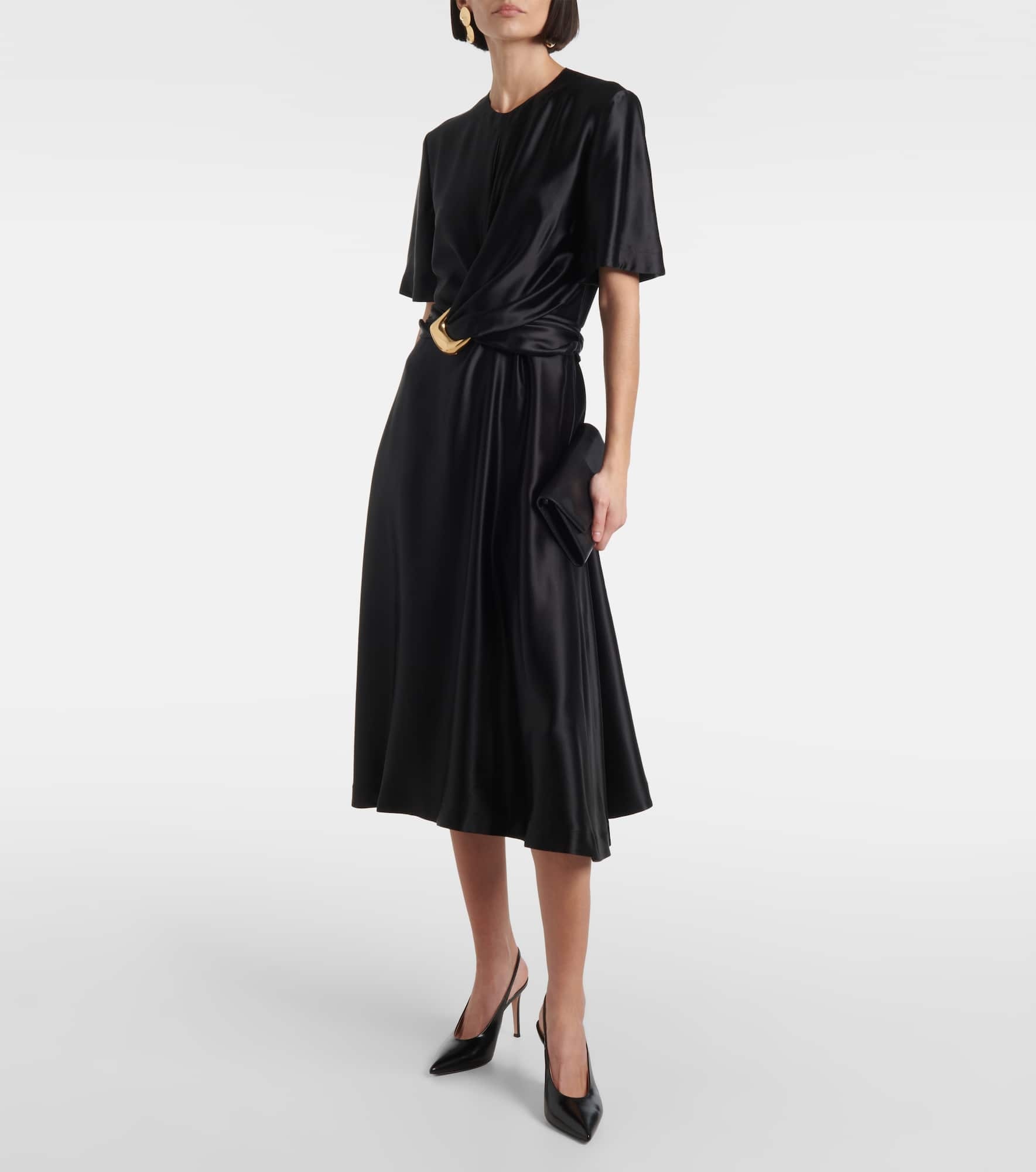 Honey belted silk satin midi dress - 2