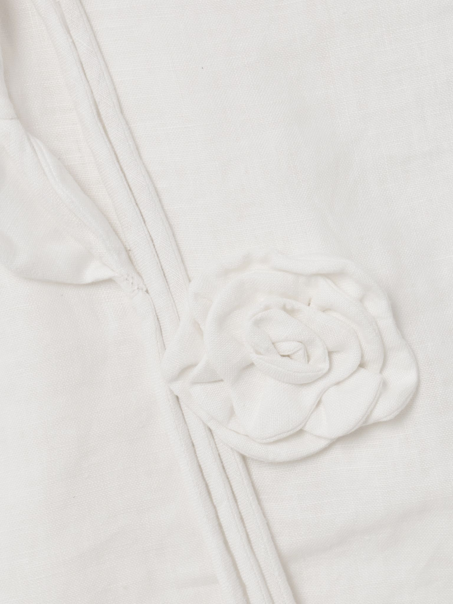Floral-appliquéd linen mini dress Off-white - 4