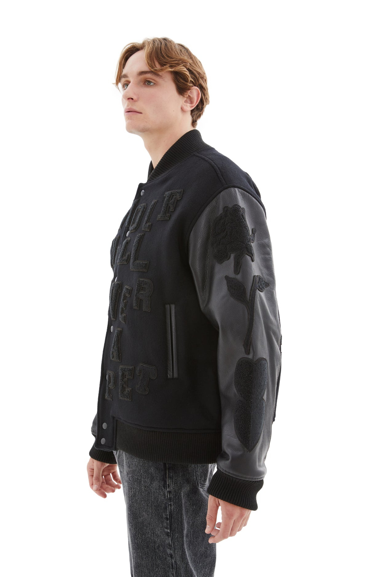 ALL BLACK BALANCE/CHAOS VARSITY JACKET (BLACK) - 4