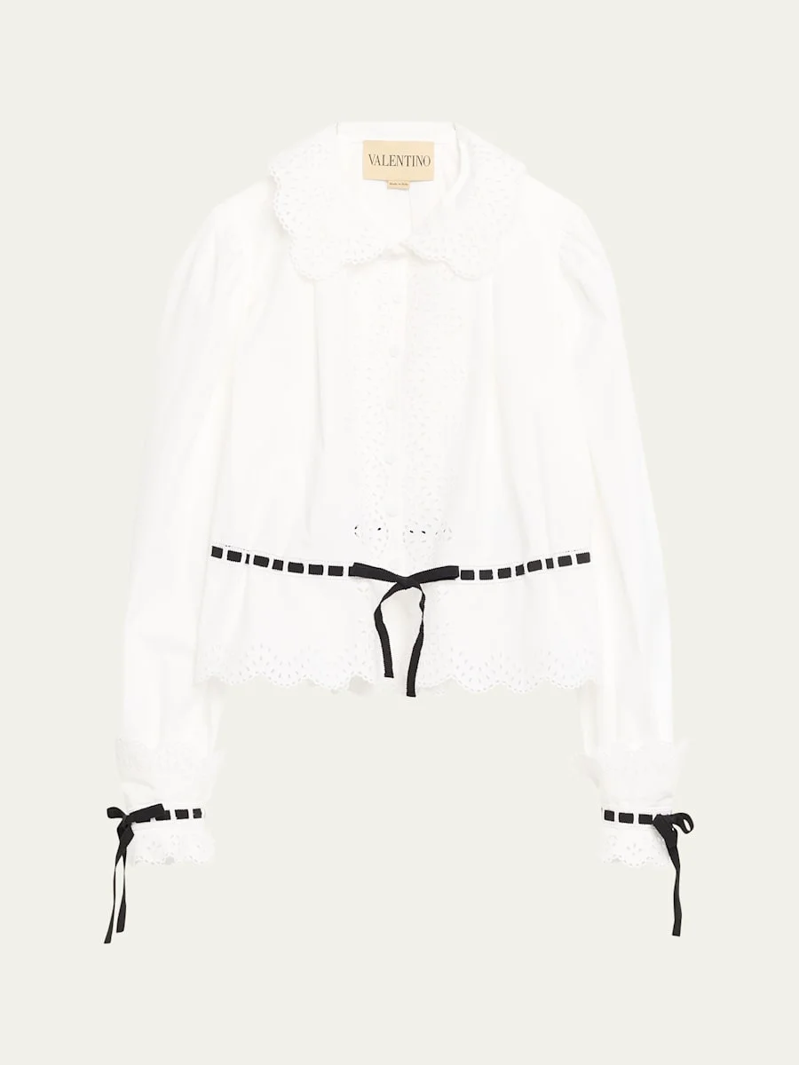 Eyelet-Embroidered Poplin Shirt - 1