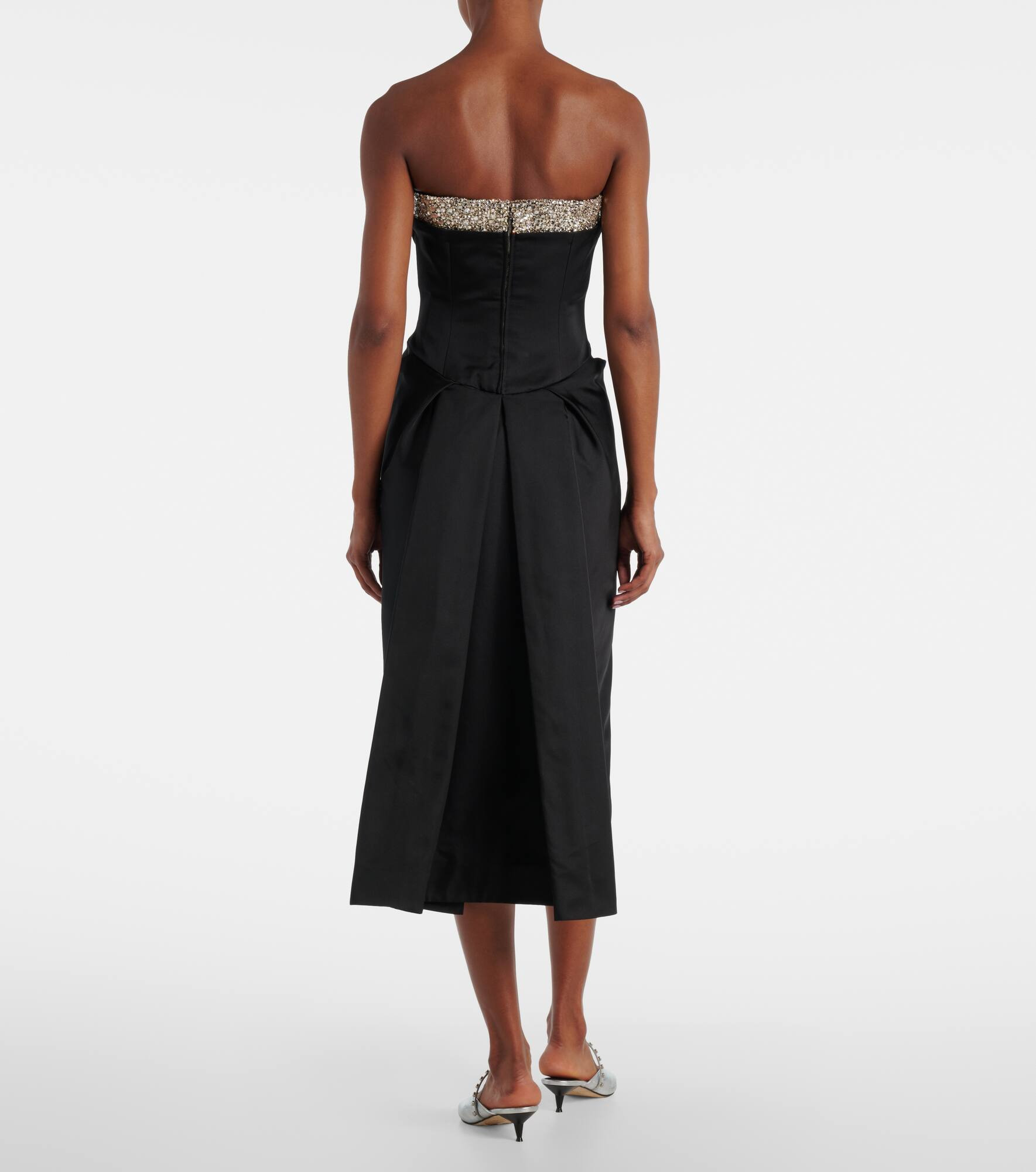 Embellished satin midi dress - 3