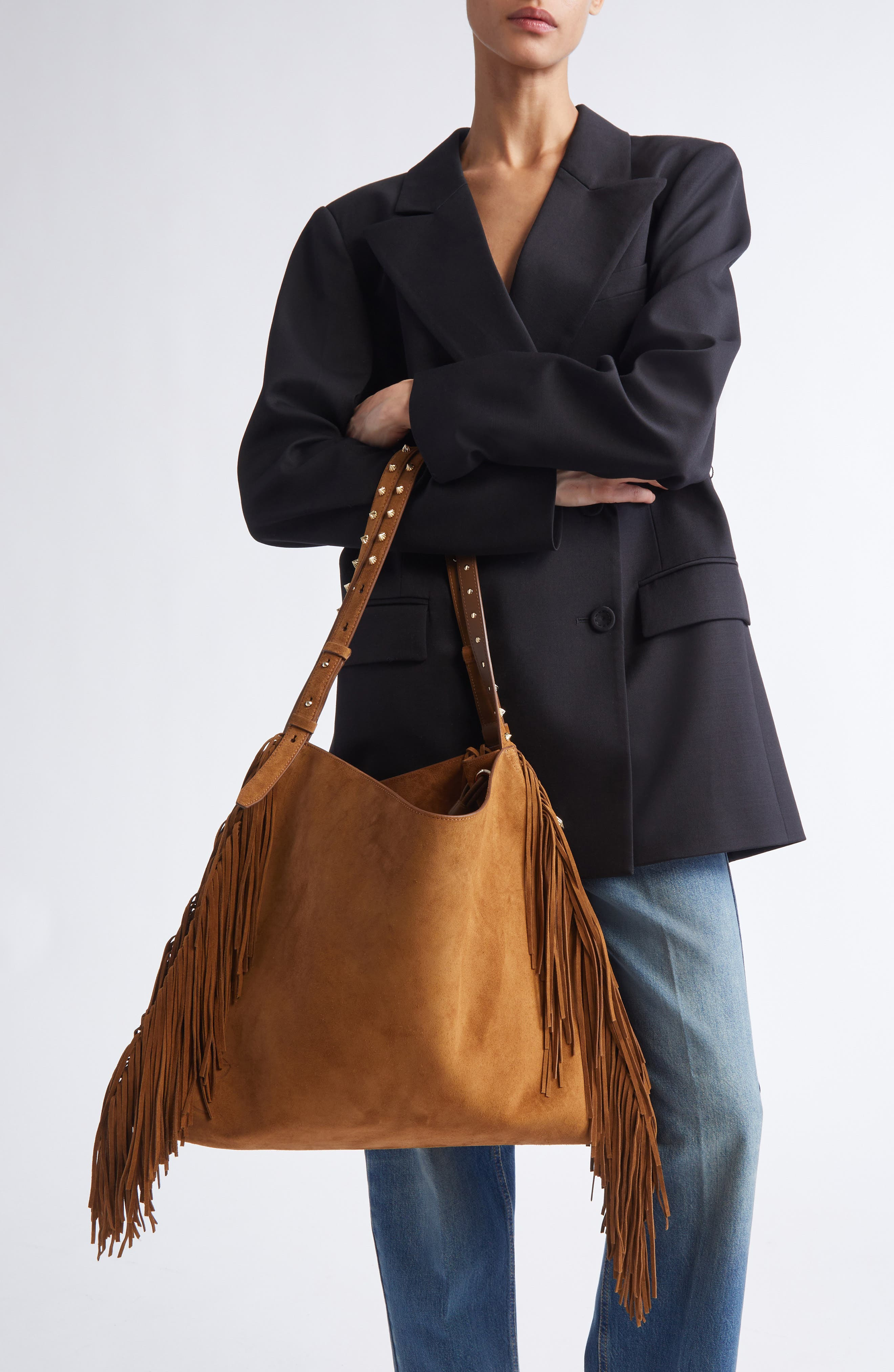 Christian Louboutin Baggy Fringe Suede Tote in Rhea at Nordstrom - 3