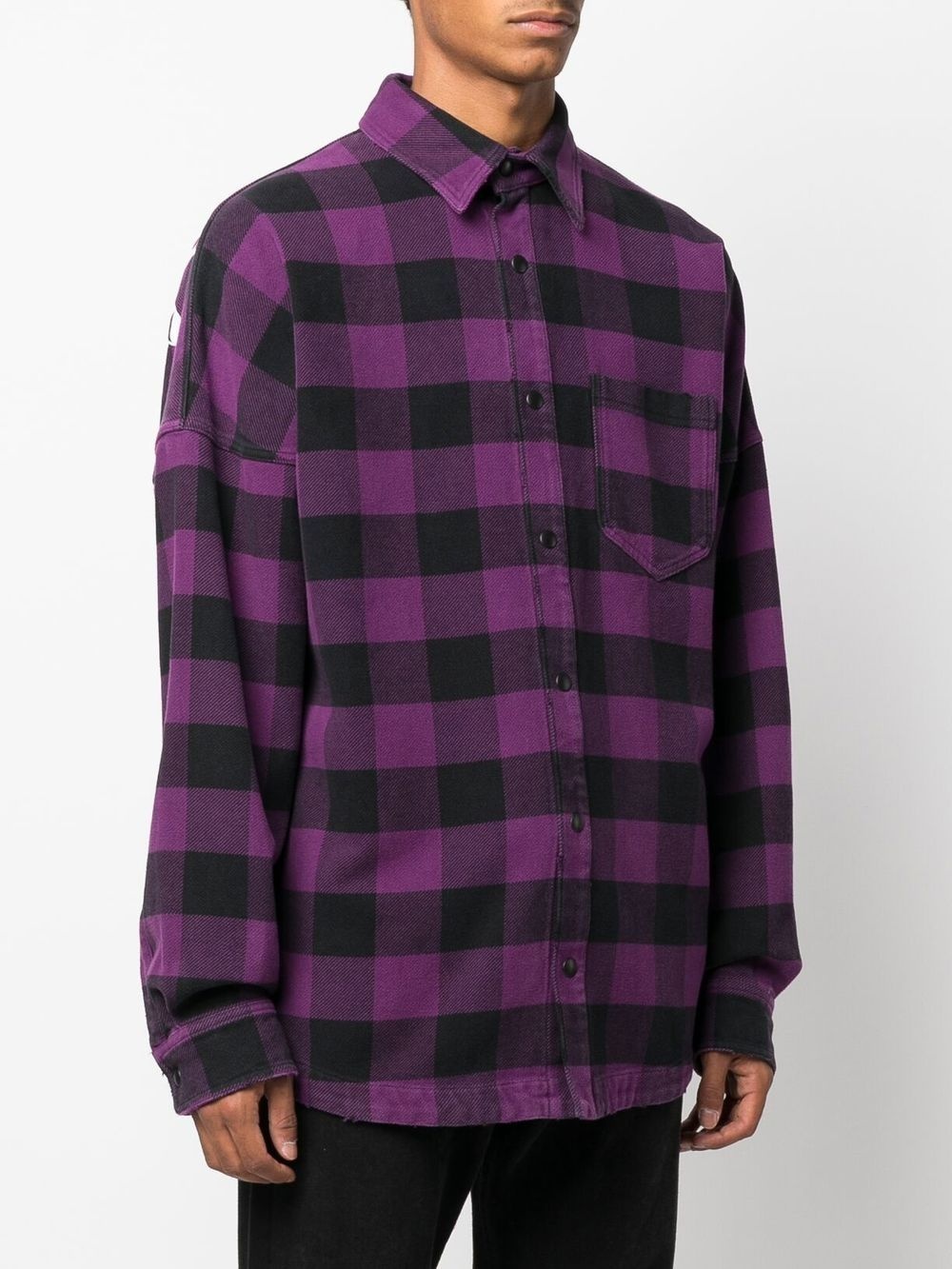 logo-print checked shirt - 4