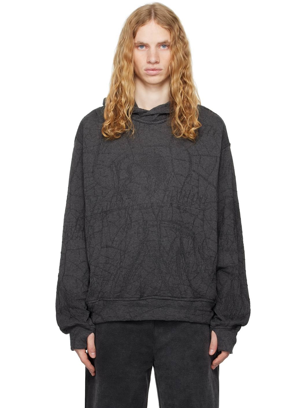 Gray Knit Hoodie - 1
