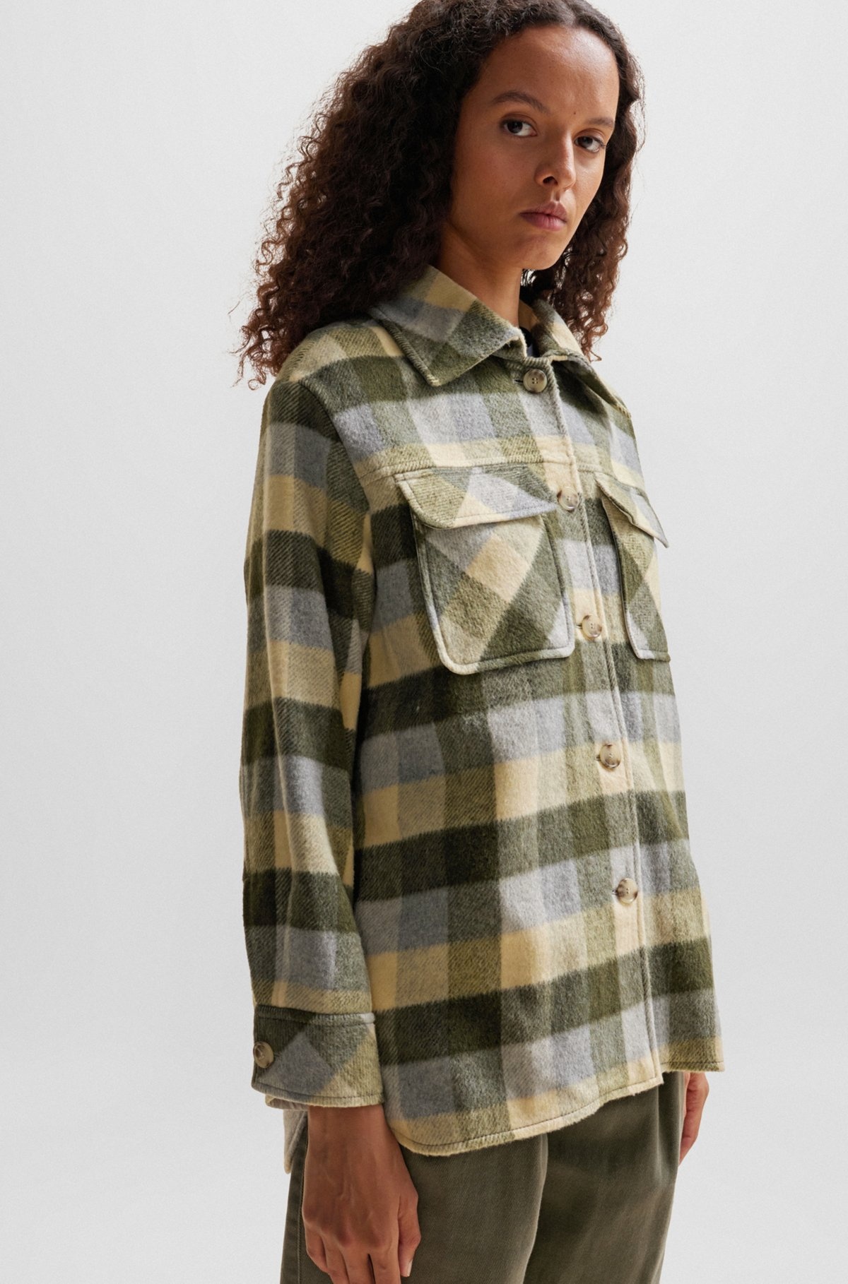 RELAXED-FIT JACKET IN CHECKED FABRIC WITH PATCH POCKETS - 6
