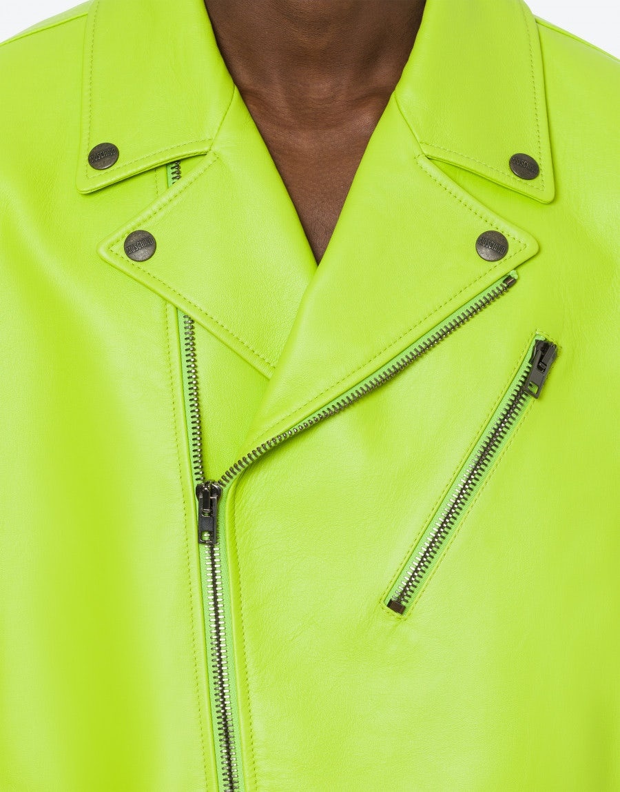 MOSCHINO SMILEY® NAPPA LEATHER BIKER - 4
