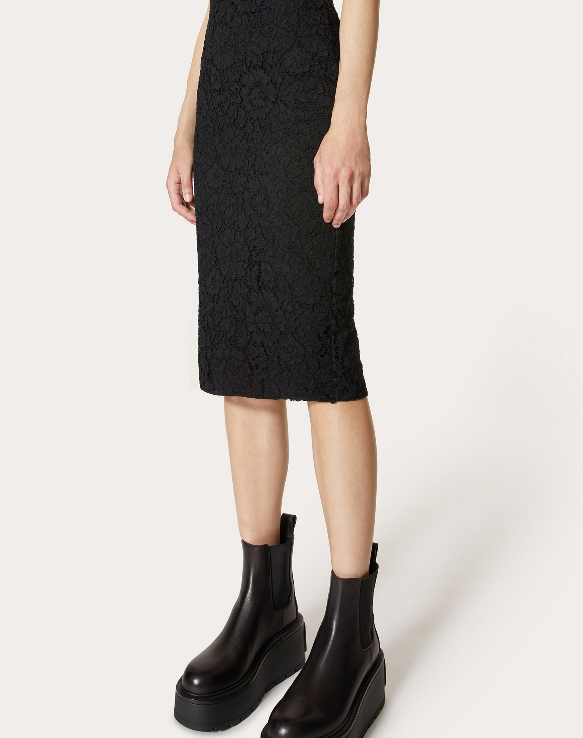 STRETCH HEAVY LACE PENCIL SKIRT - 5
