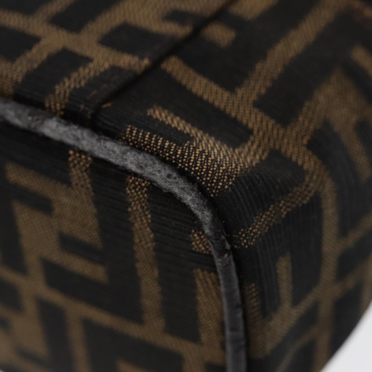 FENDI Zucca Canvas Vanity Hand Bag Brown Black Silver - 15