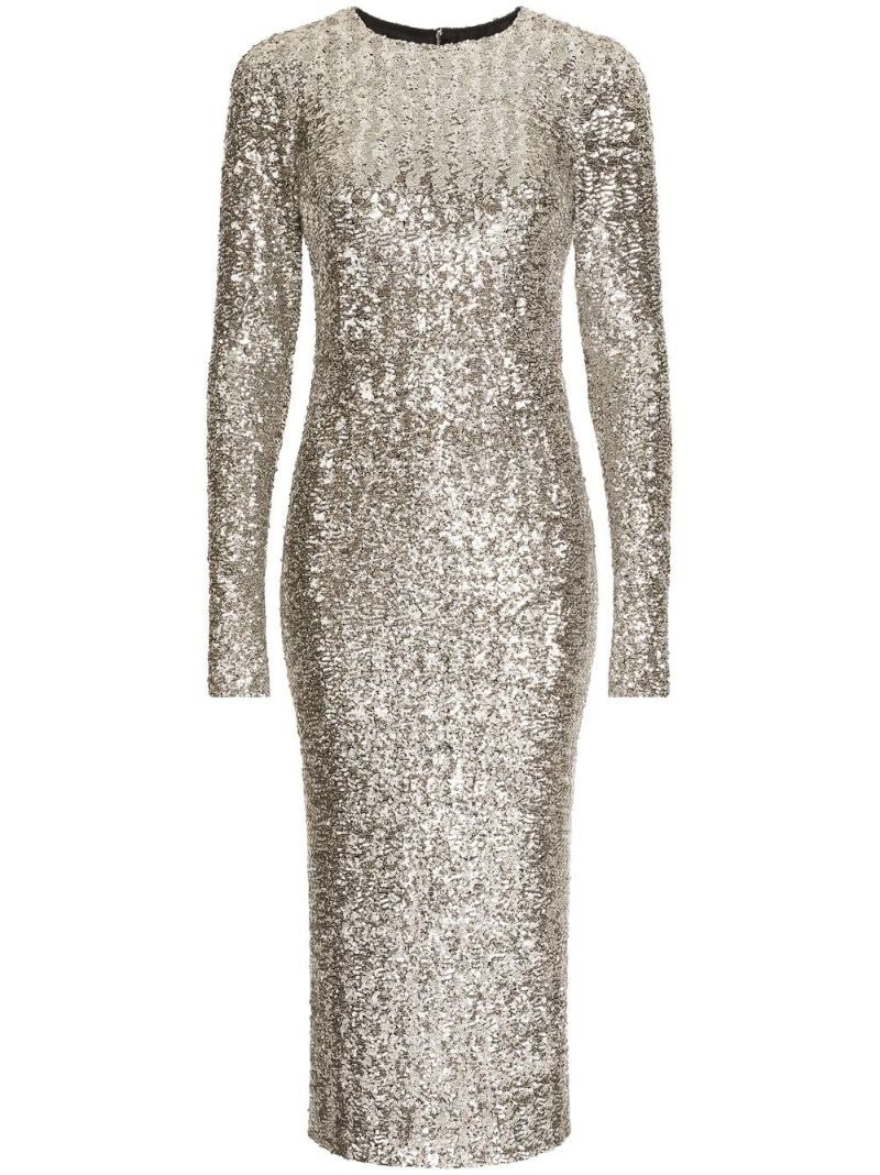 sequin-embellished long-sleeve dress - 1