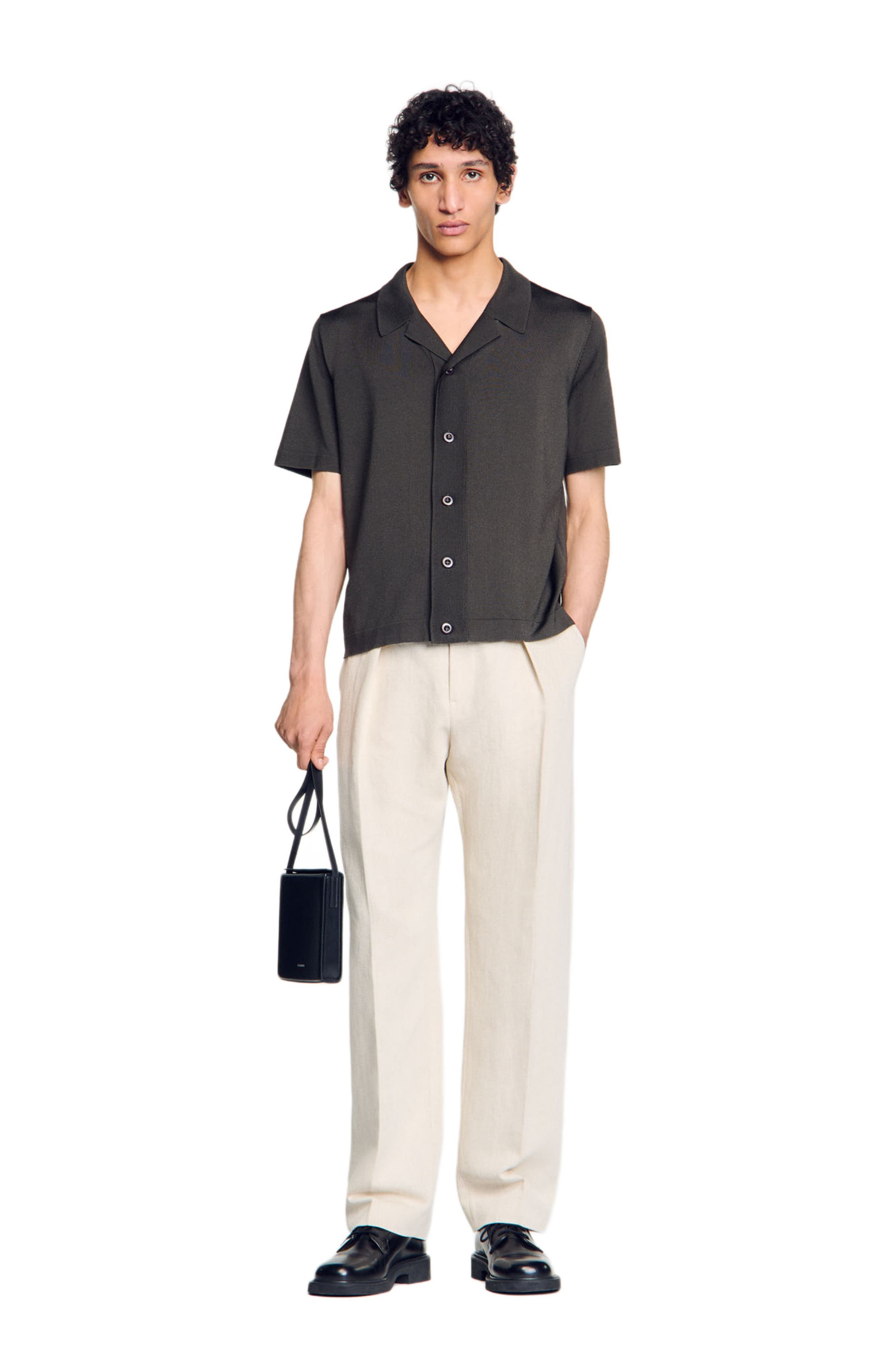 SANDRO Short-sleeved shirt in Dark Kaki. at Nordstrom - 6