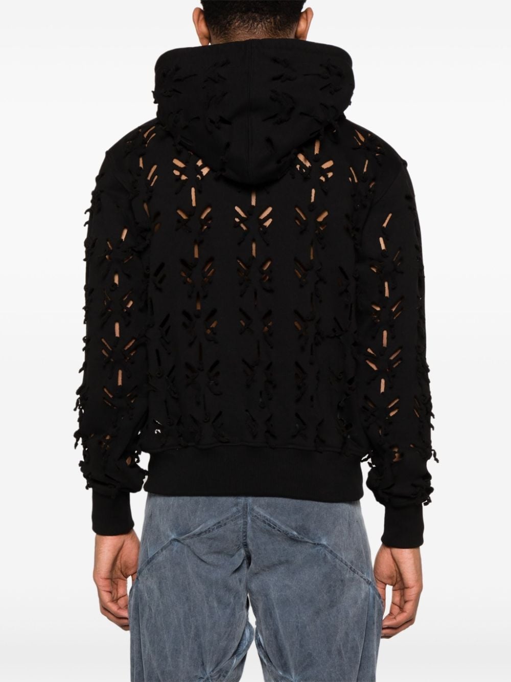 Slashed cotton hoodie - 4