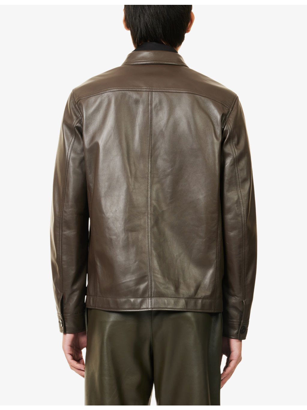 Buttery Patch-Pocket Leather Shirt - 4