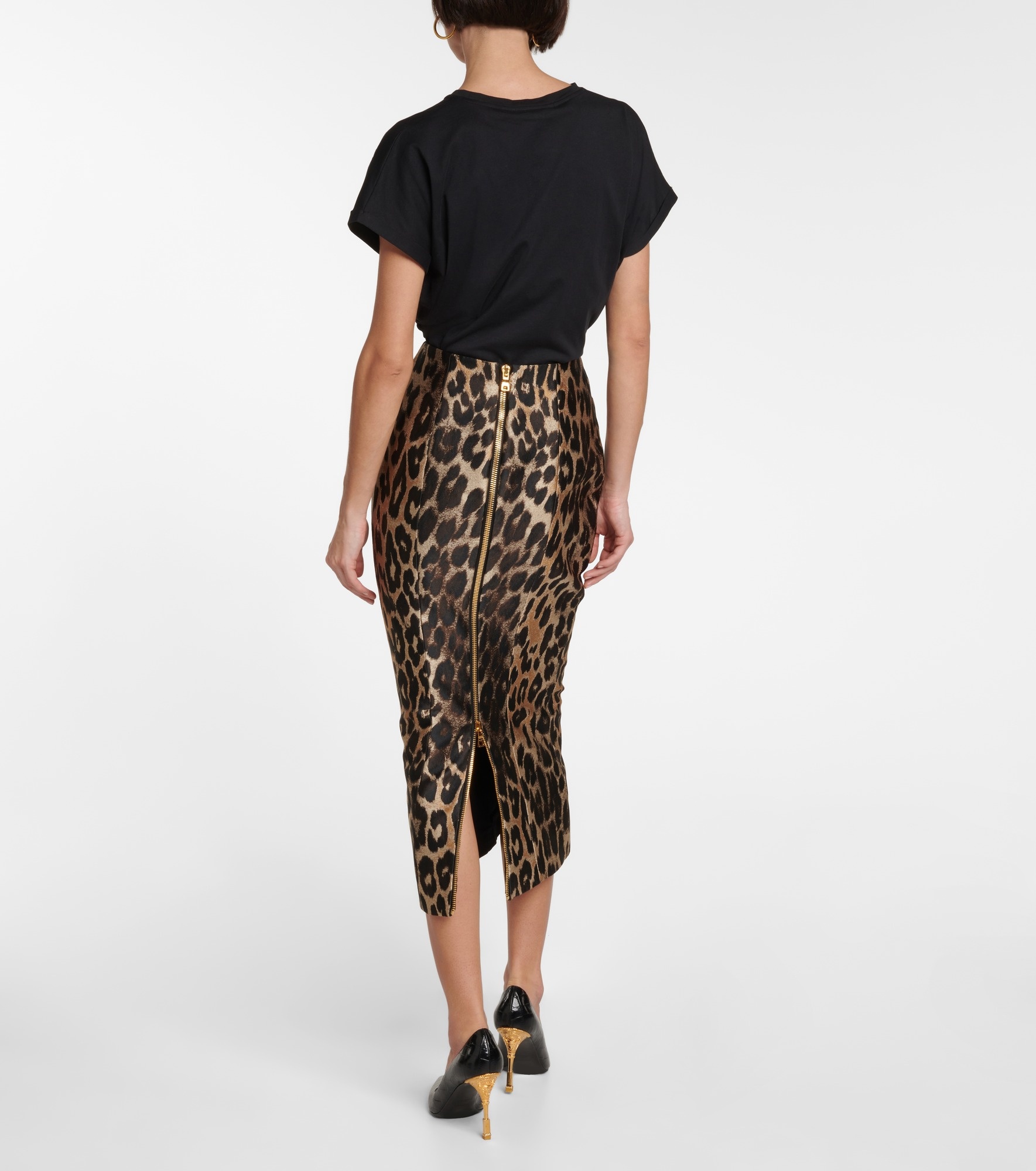High-rise leopard-print midi skirt - 3