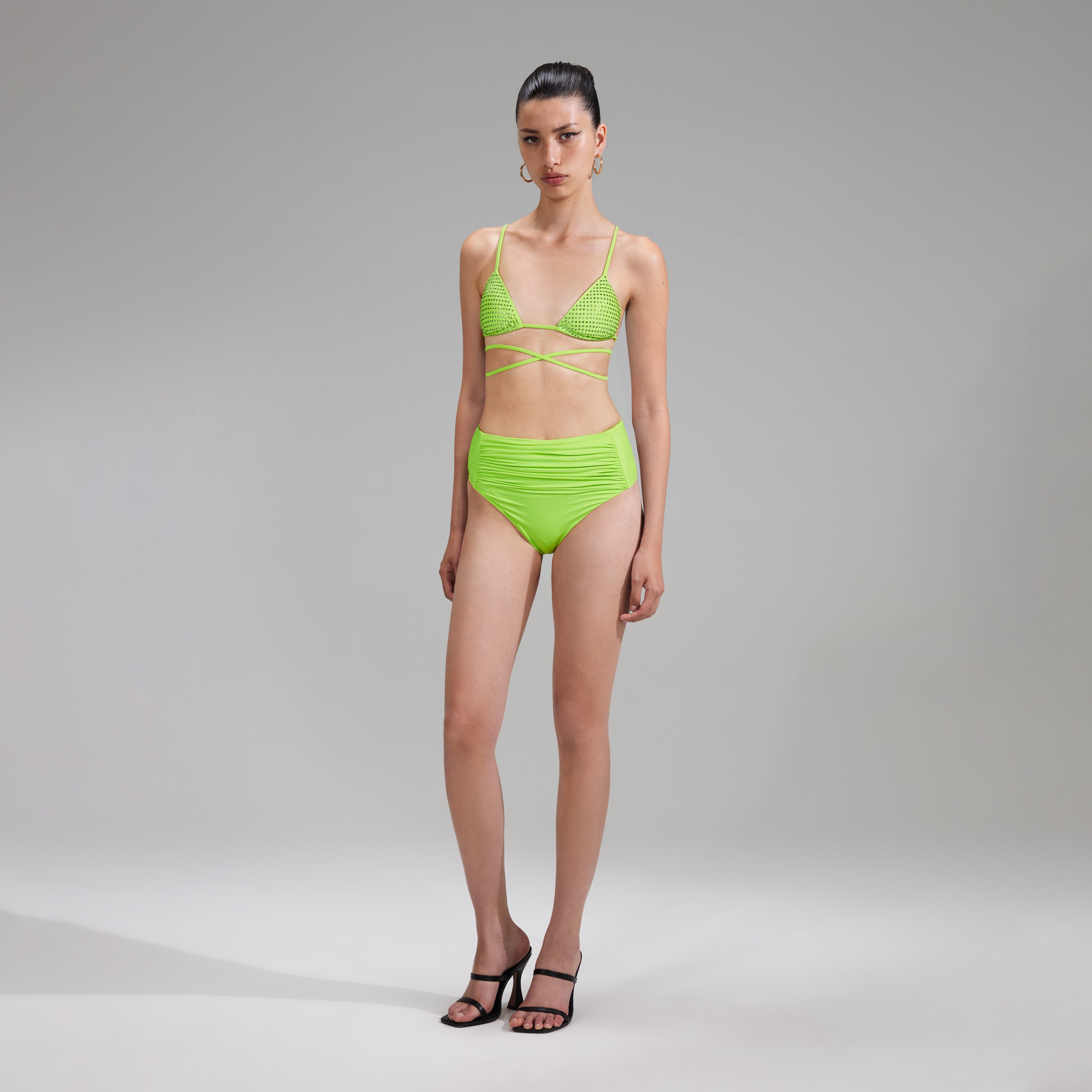 Green High Waisted Bikini Brief - 2