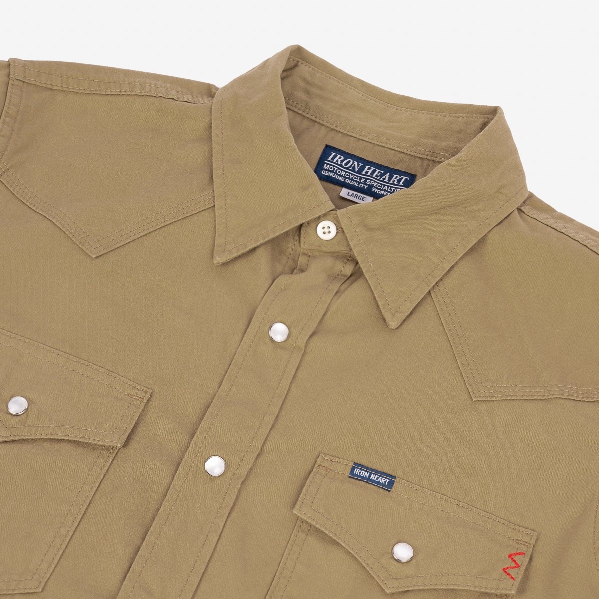 IHSH-394-KHA 7oz Fatigue Cloth Western Shirt - Khaki - 5
