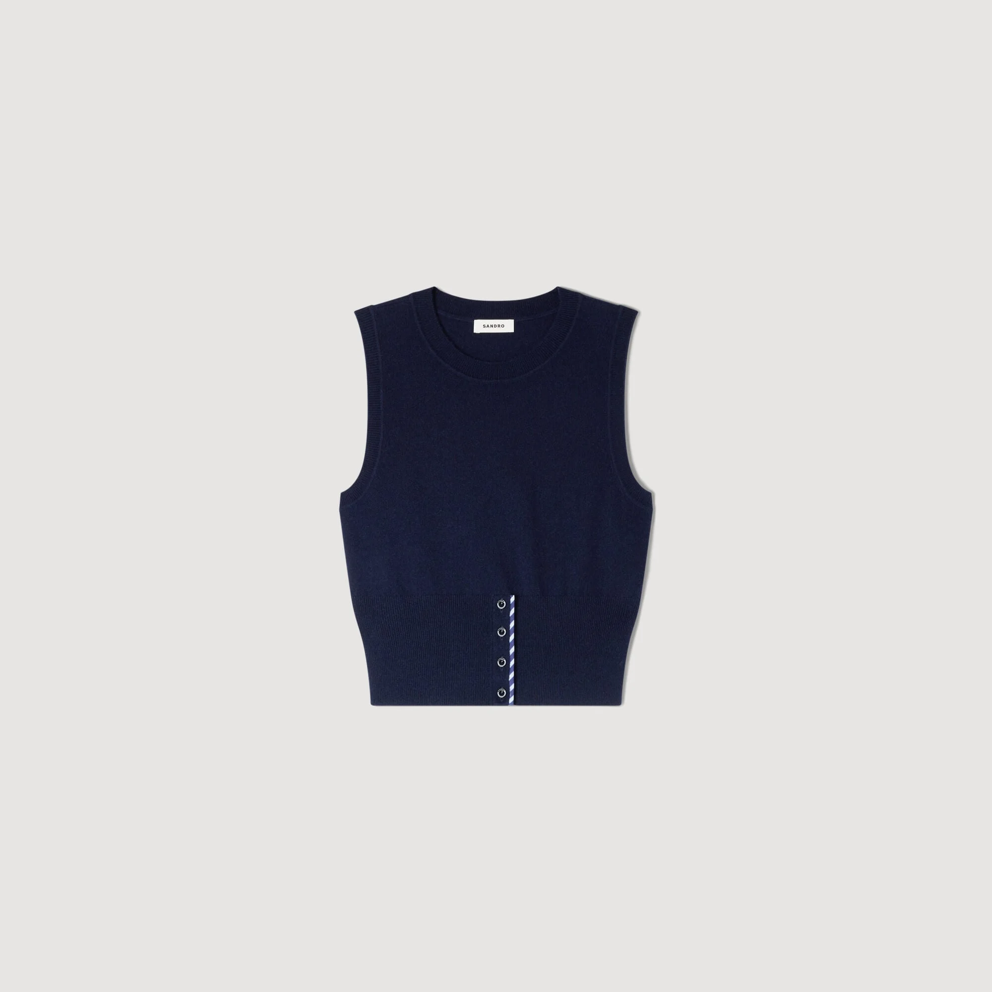 CROPPED STRIPED WOOL-CASHMERE SWEATER - 1